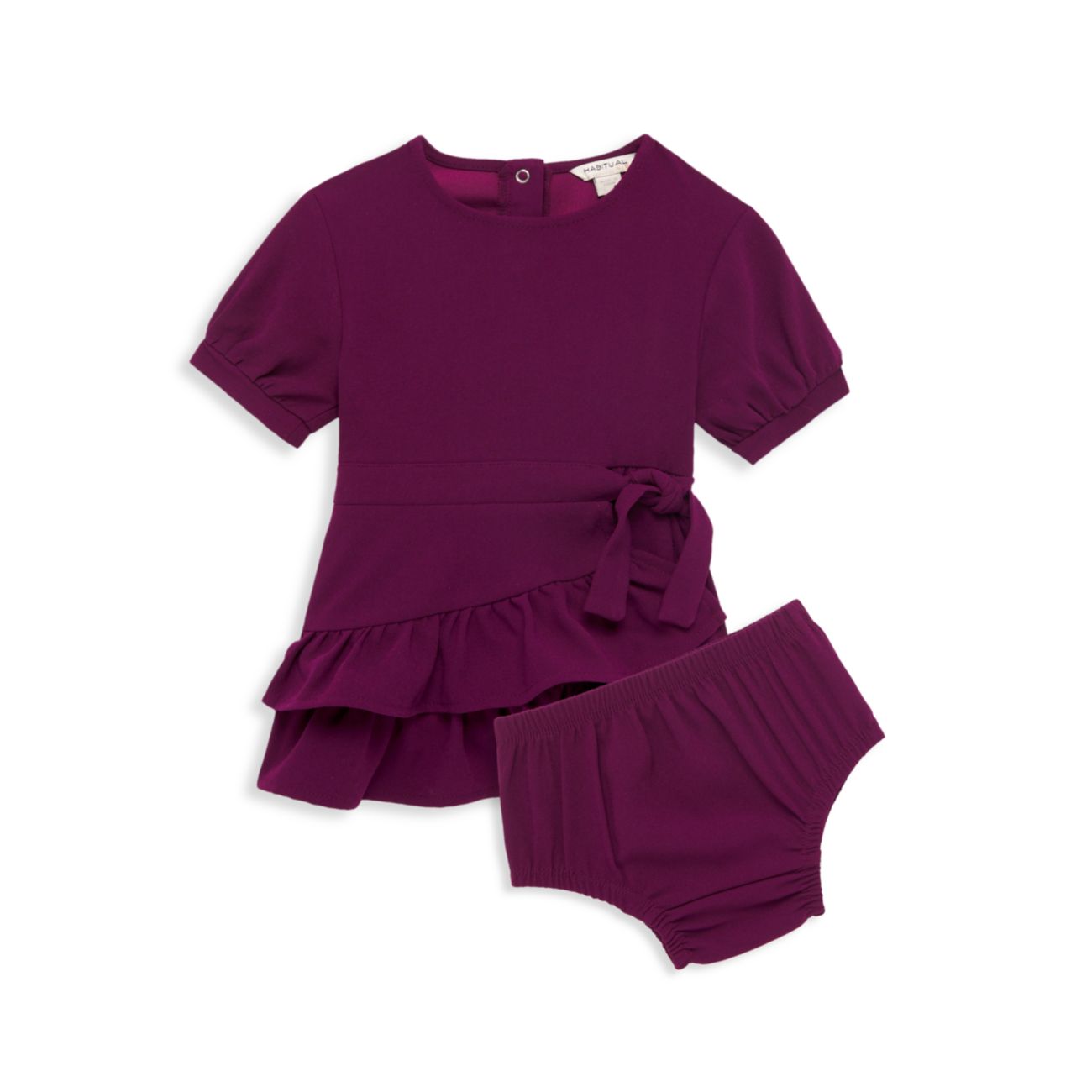 Двухкомпонентное платье для маленьких девочек с оборками и оборками с запахом и запахом. Комплект шароваров Habitual