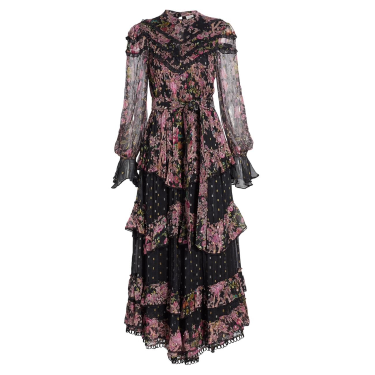 Многослойное платье с цветочным узором в горошек HEMANT & NANDITA