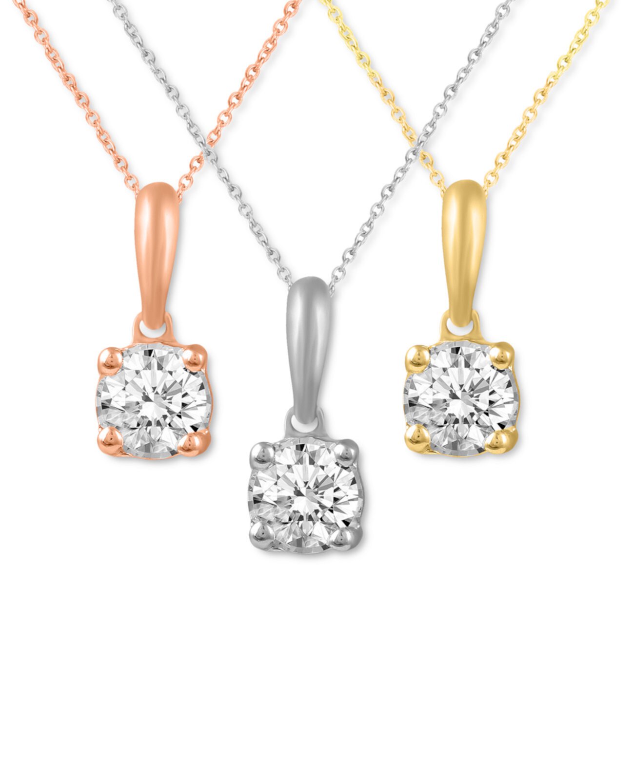 Ожерелье с кулоном Diamond Solitaire 18 дюймов (1/4 карата) из белого, желтого или розового золота 585 пробы Macy's