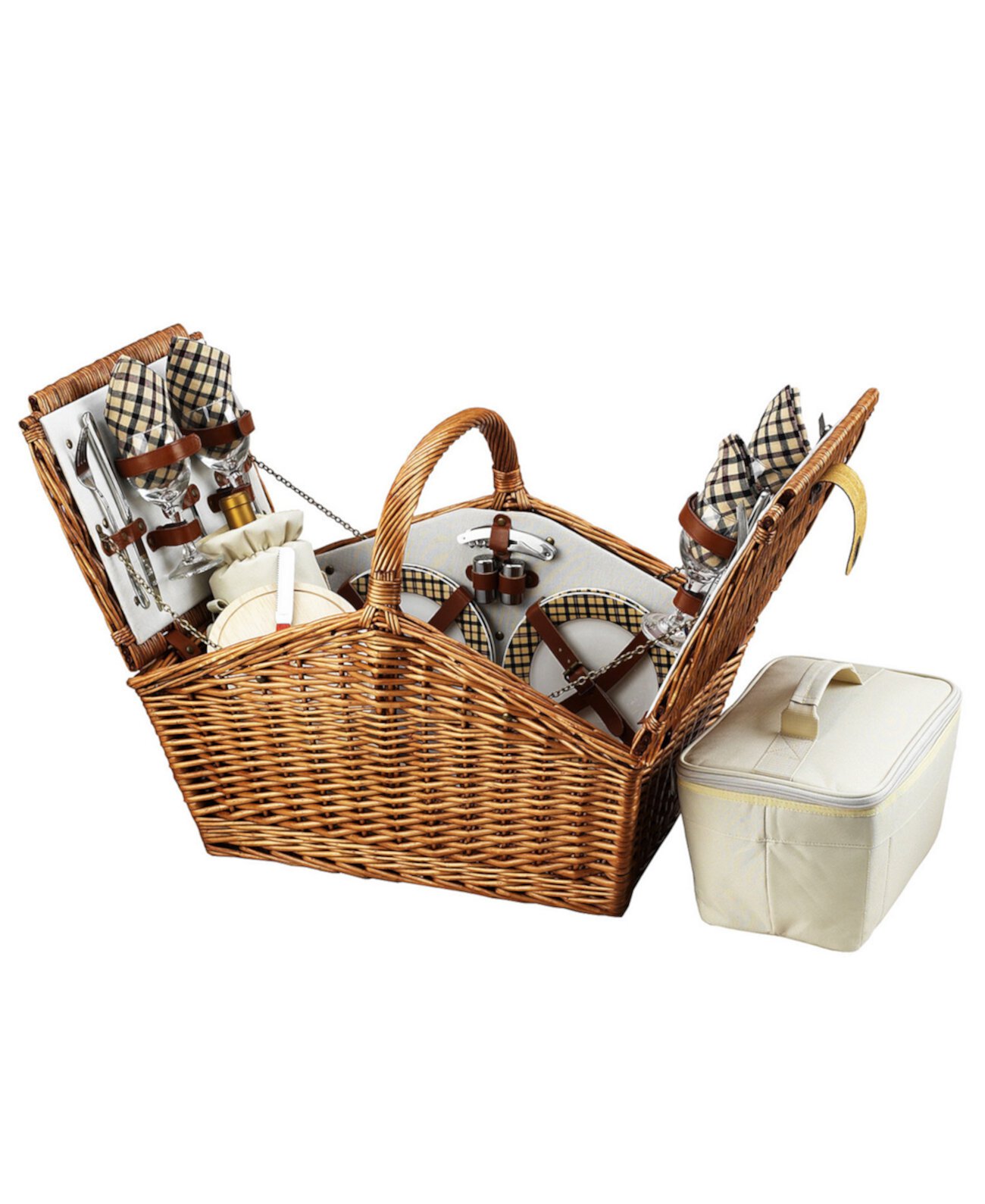 Корзина для пикника из ивы в английском стиле Huntsman с сервизом для 4 человек Picnic At Ascot