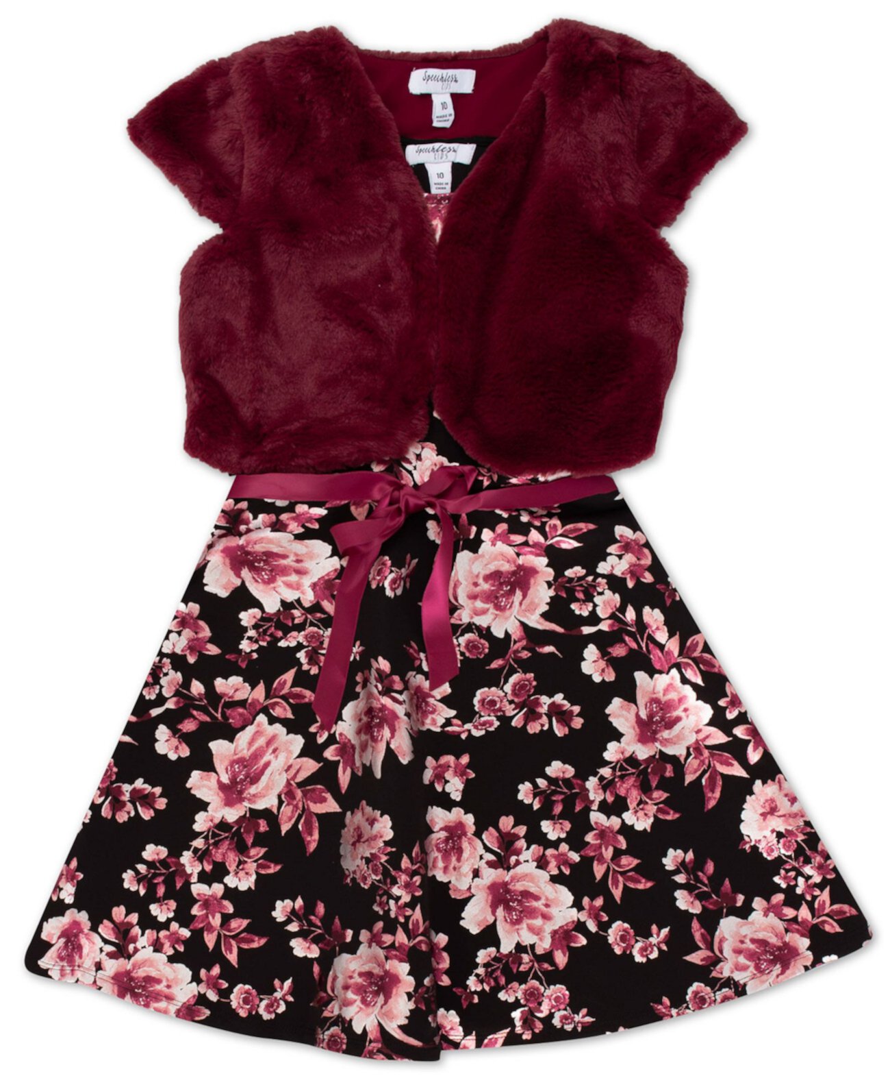 Платье для девочек с цветочным принтом и укороченный кардиган, комплект из 2 предметов Speechless