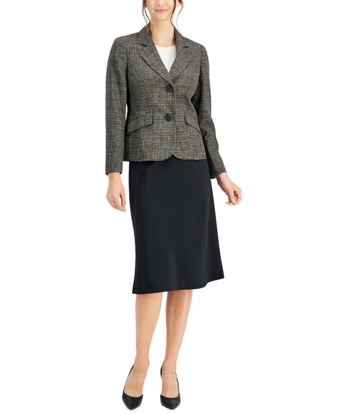 Костюм с пиджаком и косой юбкой на двух пуговицах, стандартные и маленькие размеры Le Suit