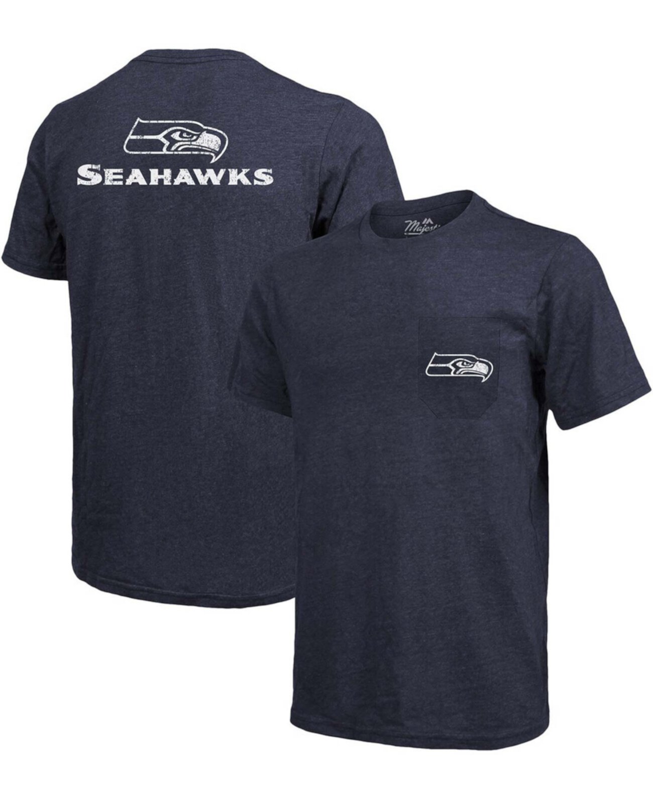 Футболка Seattle Seahawks Tri-Blend с карманами - College Navy Majestic