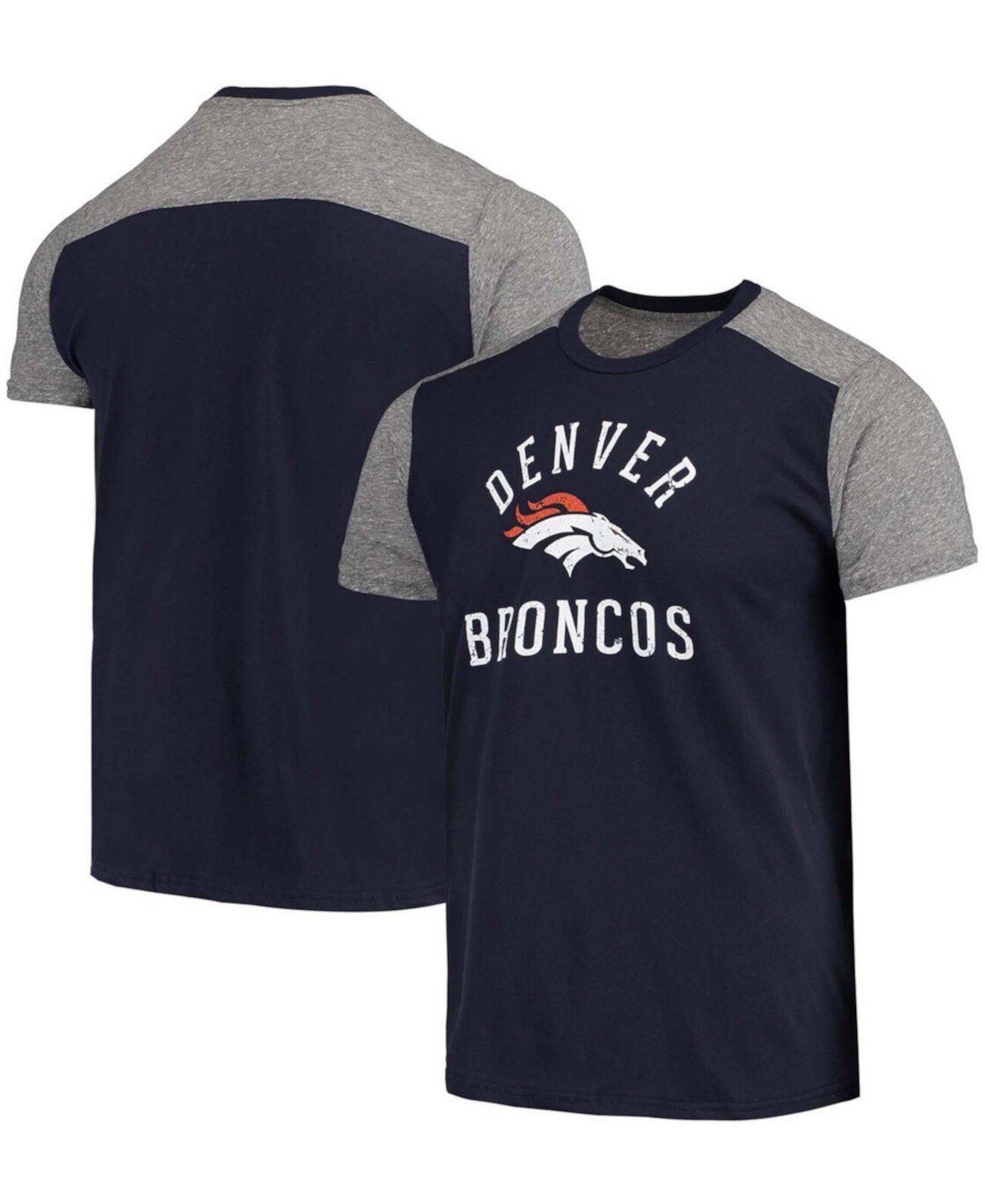 Мужская темно-синяя, серая футболка Denver Broncos Field Goal Slub Majestic