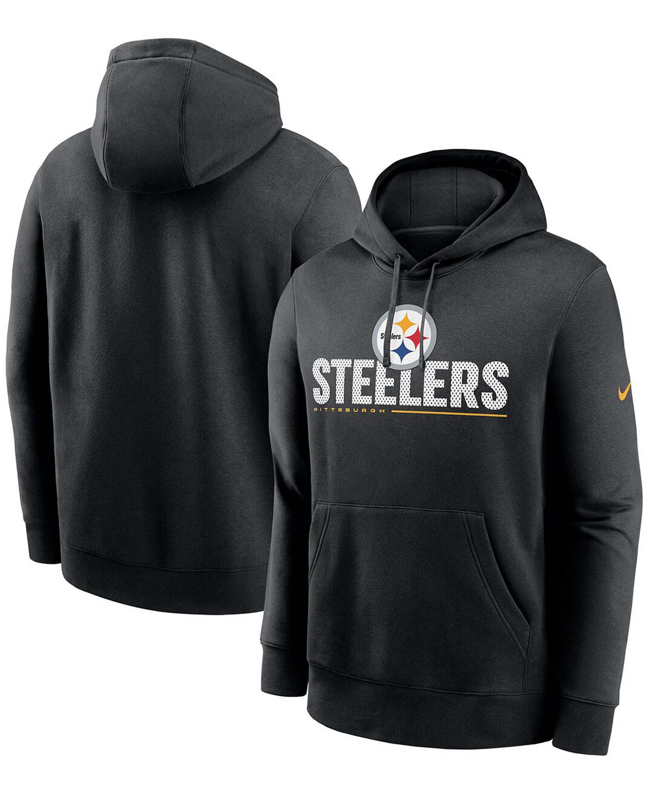 Черный мужской пуловер с капюшоном для больших и высоких Pittsburgh Steelers Team Impact Club Nike