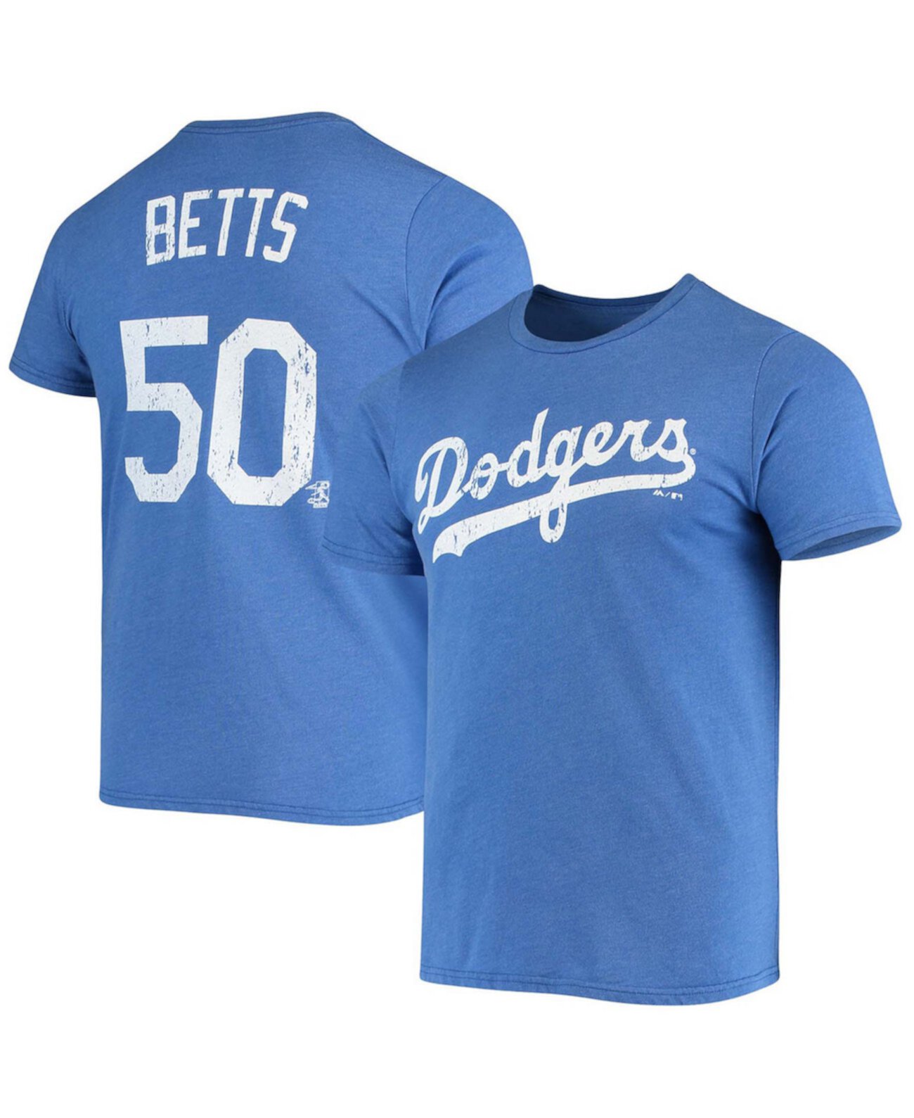 Мужская футболка Mookie Betts Royal Los Angeles Dodgers Name Number из трехкомпонентной смеси Majestic