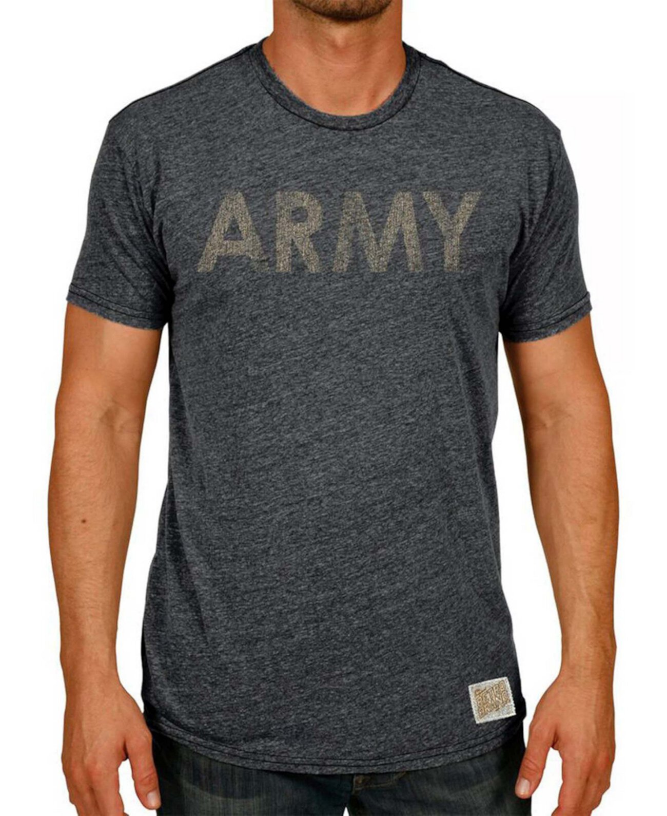 Мужская футболка Heather Black Army Black Knights в винтажном стиле Tri-Blend Original Retro Brand
