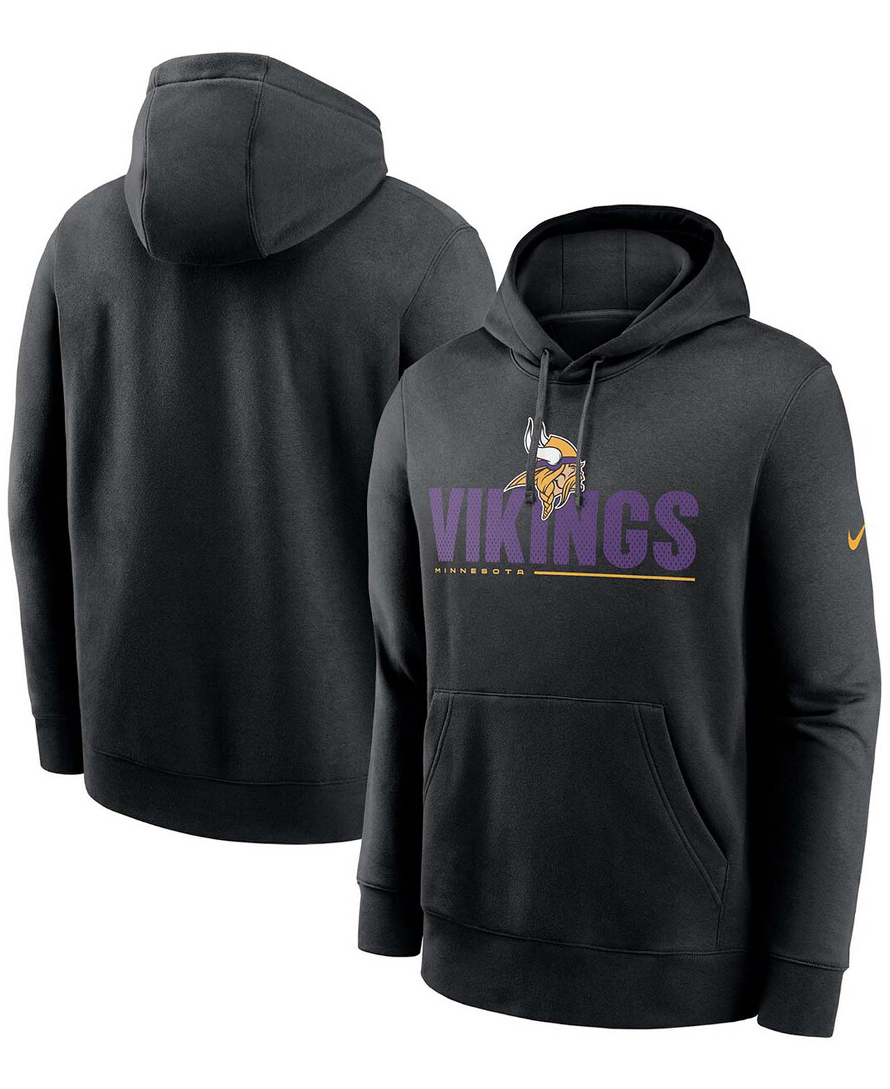 Черный мужской пуловер с капюшоном для больших и высоких Minnesota Vikings Team Impact Club Nike