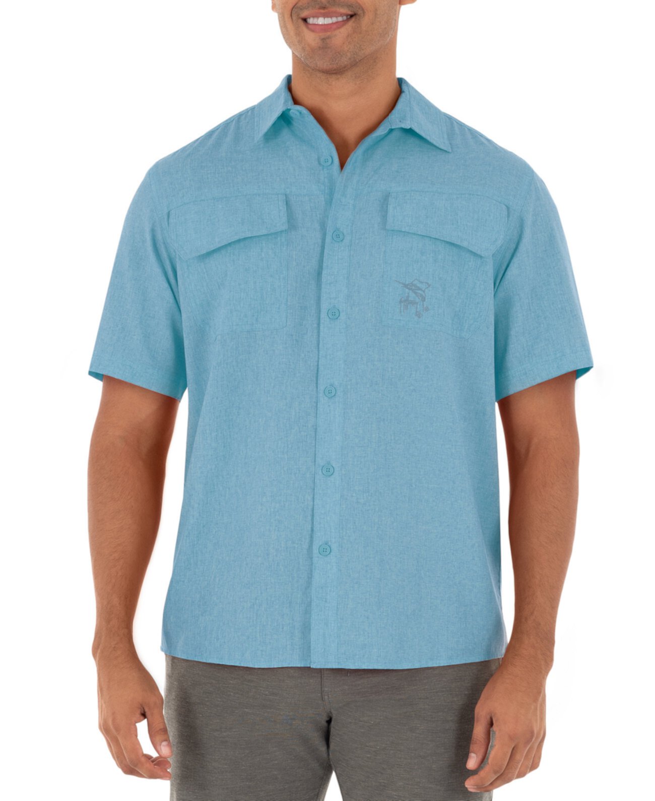 Рубашка для рыбалки с короткими рукавами и текстурой вереска Guy Harvey