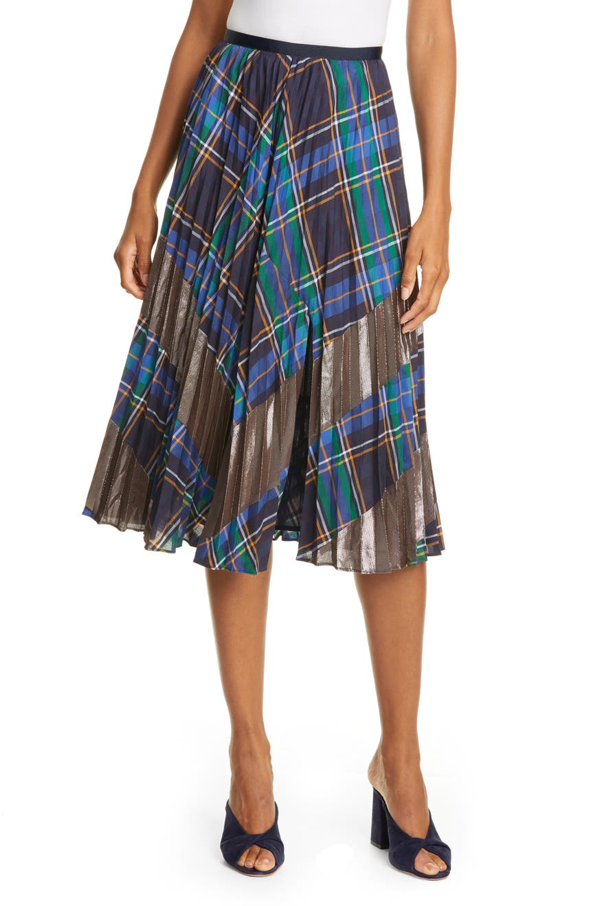 Reyna Тартан и юбка со складками с эффектом металлик Tanya Taylor