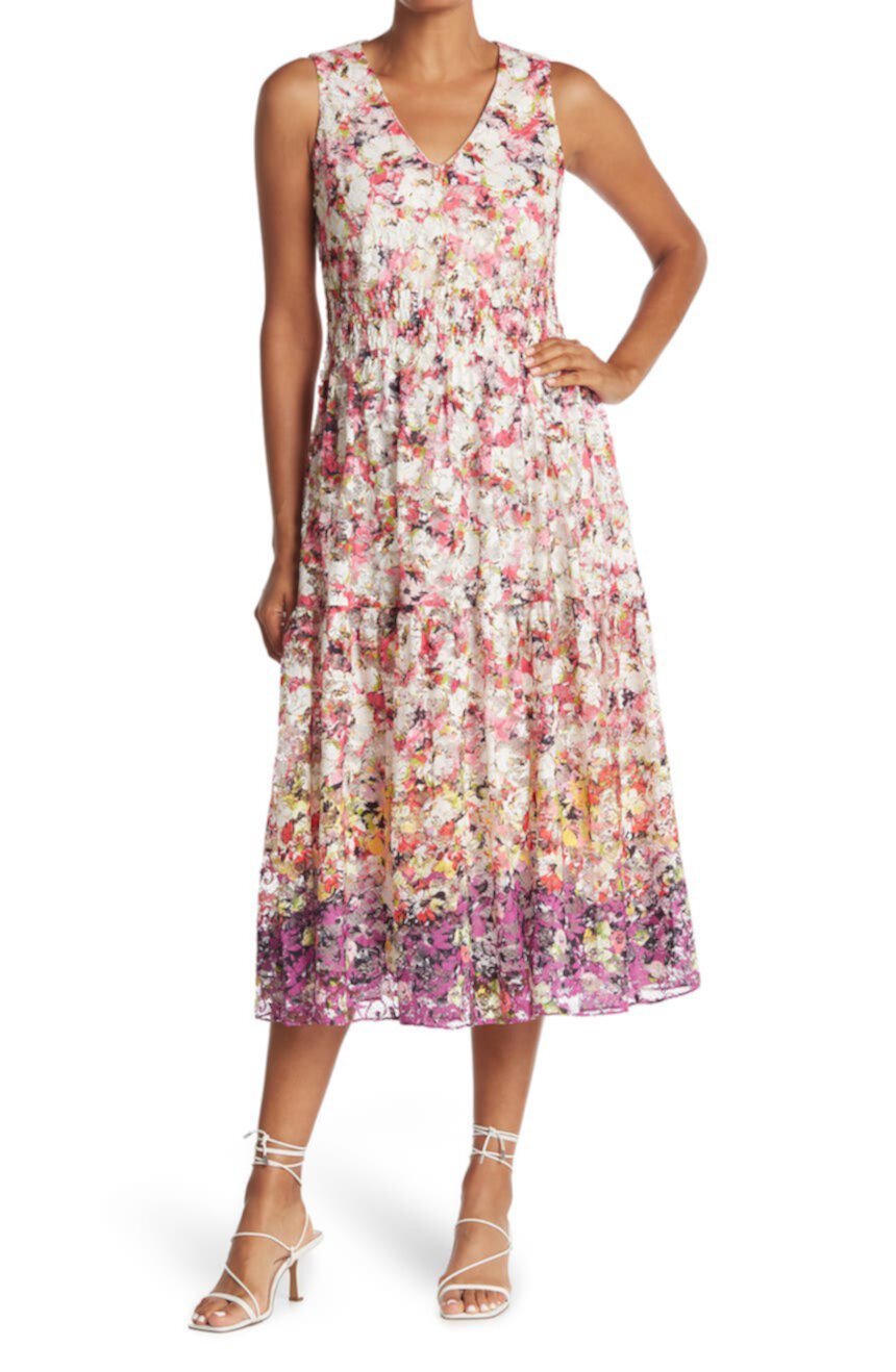 Кружевное платье-миди с цветочным принтом Gabby Skye
