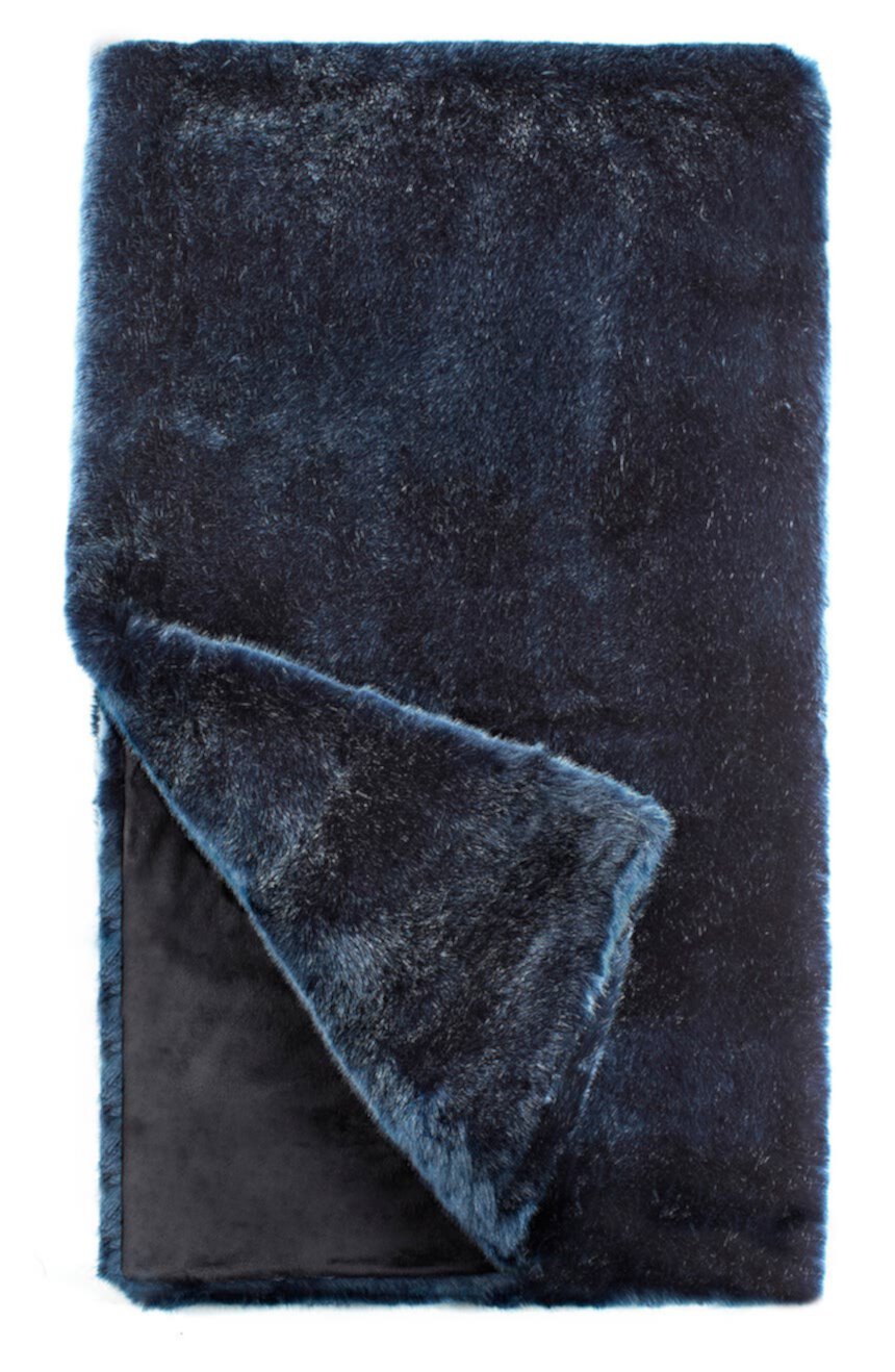 Couture Синее одеяло из искусственного меха норки DONNA SALYERS FABULOUS FURS