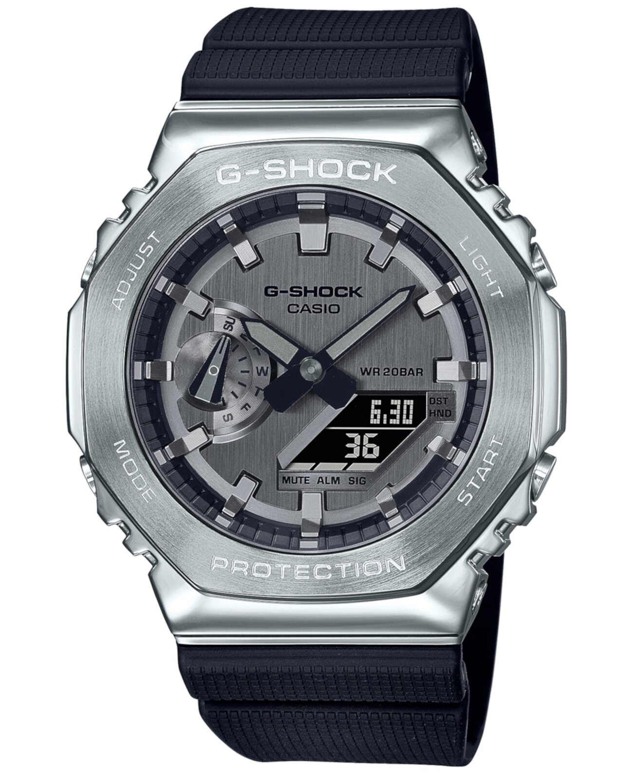 Мужские часы с черным и серебристым ремешком 45,2 мм G-Shock