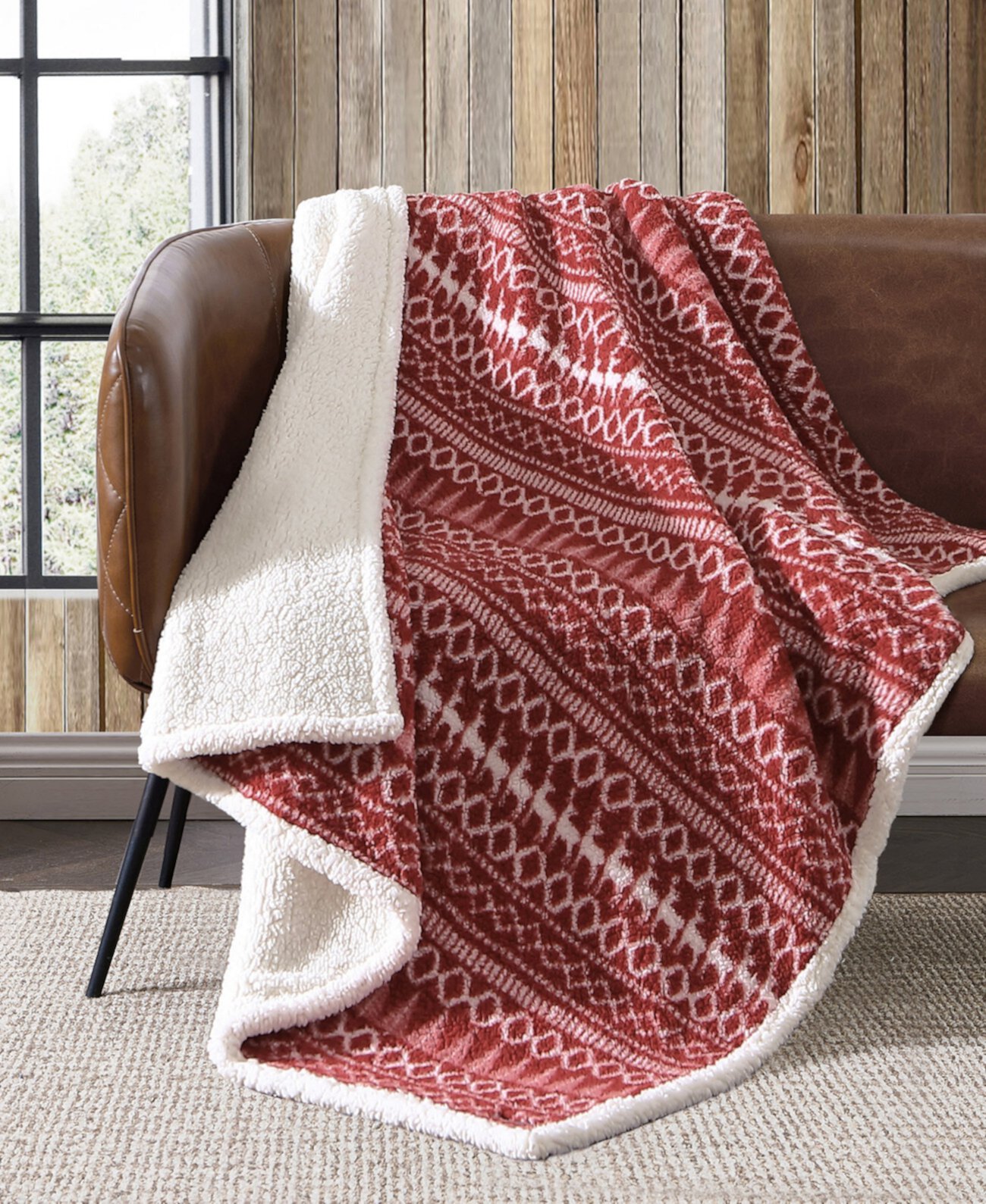 Ультрамягкий плед из шерпы Alpine Fair Isle, 50 x 60 дюймов Eddie Bauer