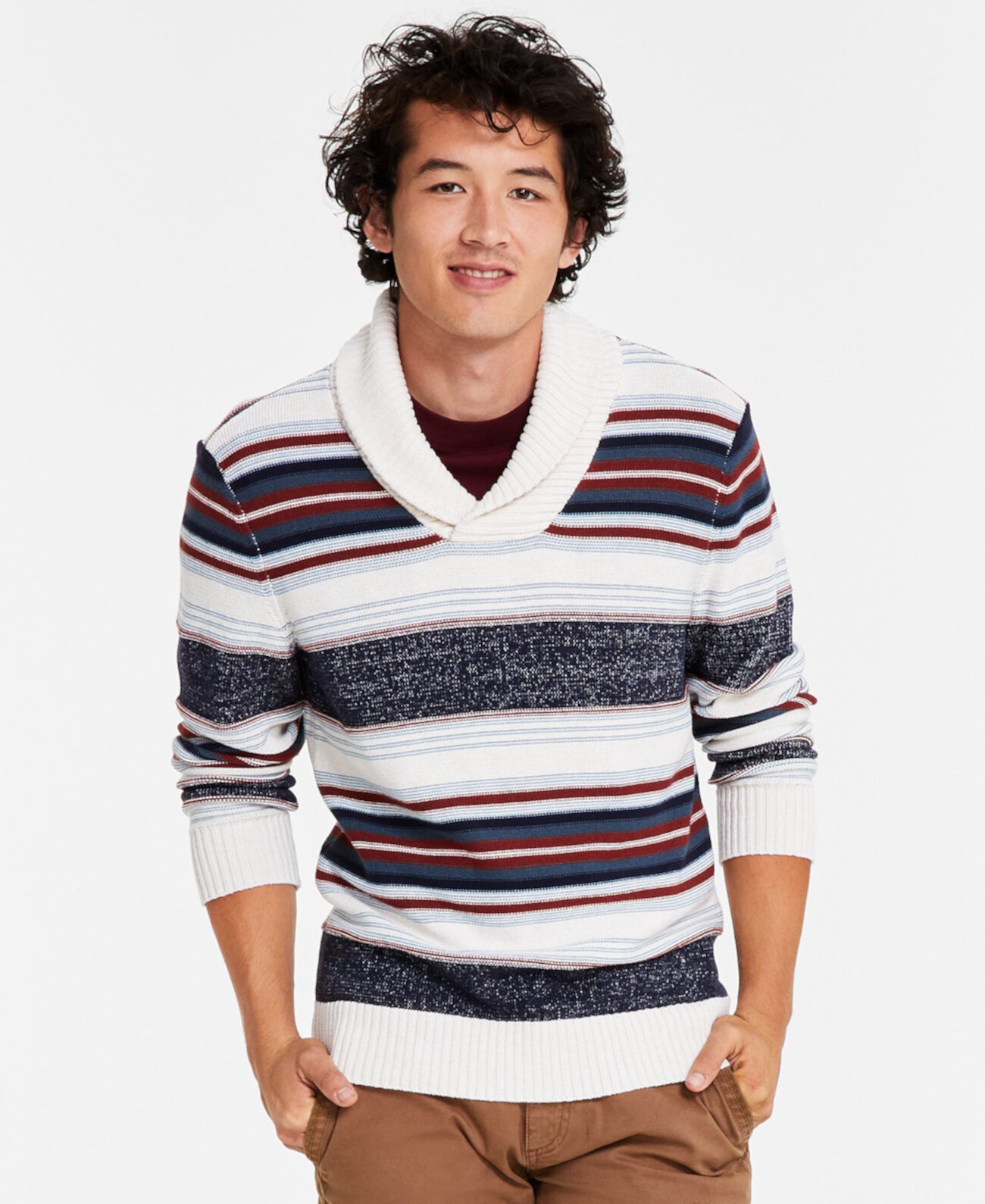 Men's Blanket Stripe Shawl Sweater, Created for Macy's Sun & Stone