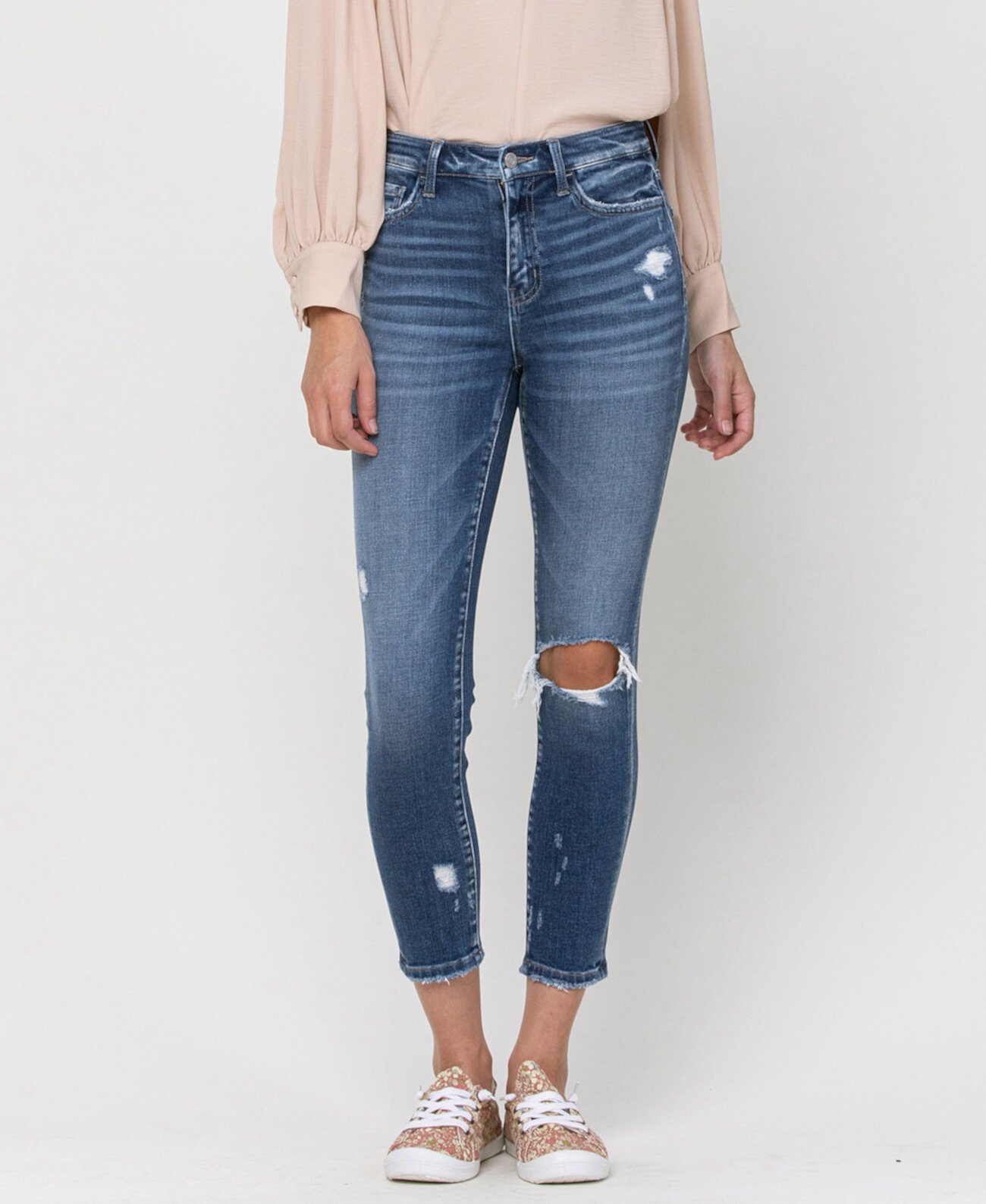 Женские укороченные джинсы скинни в винтажном стиле с высокой посадкой FLYING MONKEY