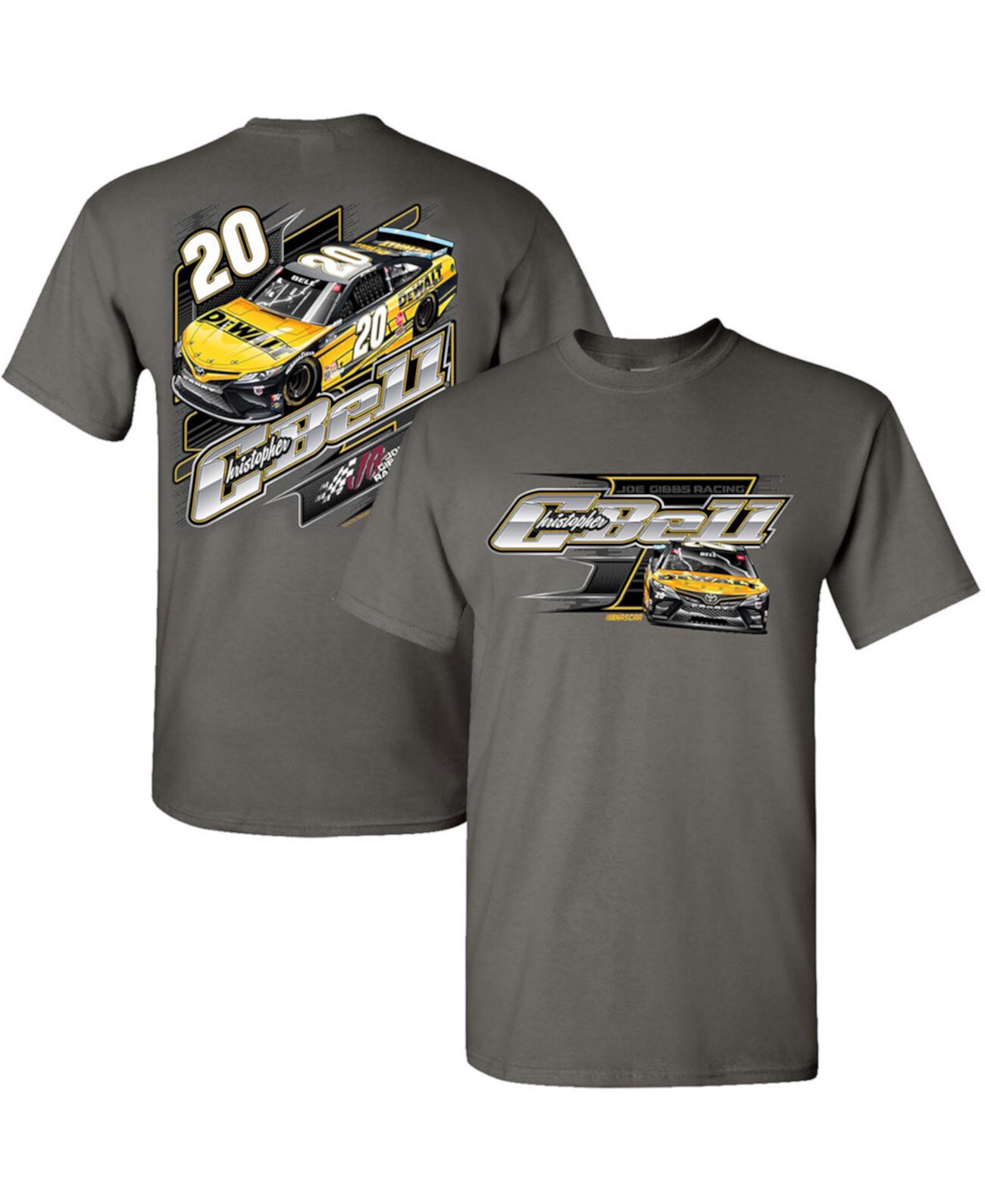 Мужская темно-серая футболка Christopher Bell Car 2-Spot Joe Gibbs Racing Team Collection