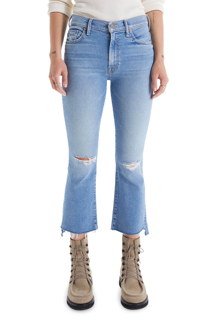 Укороченные джинсы с потрепанным краем с завышенной талией The Insider MOTHER