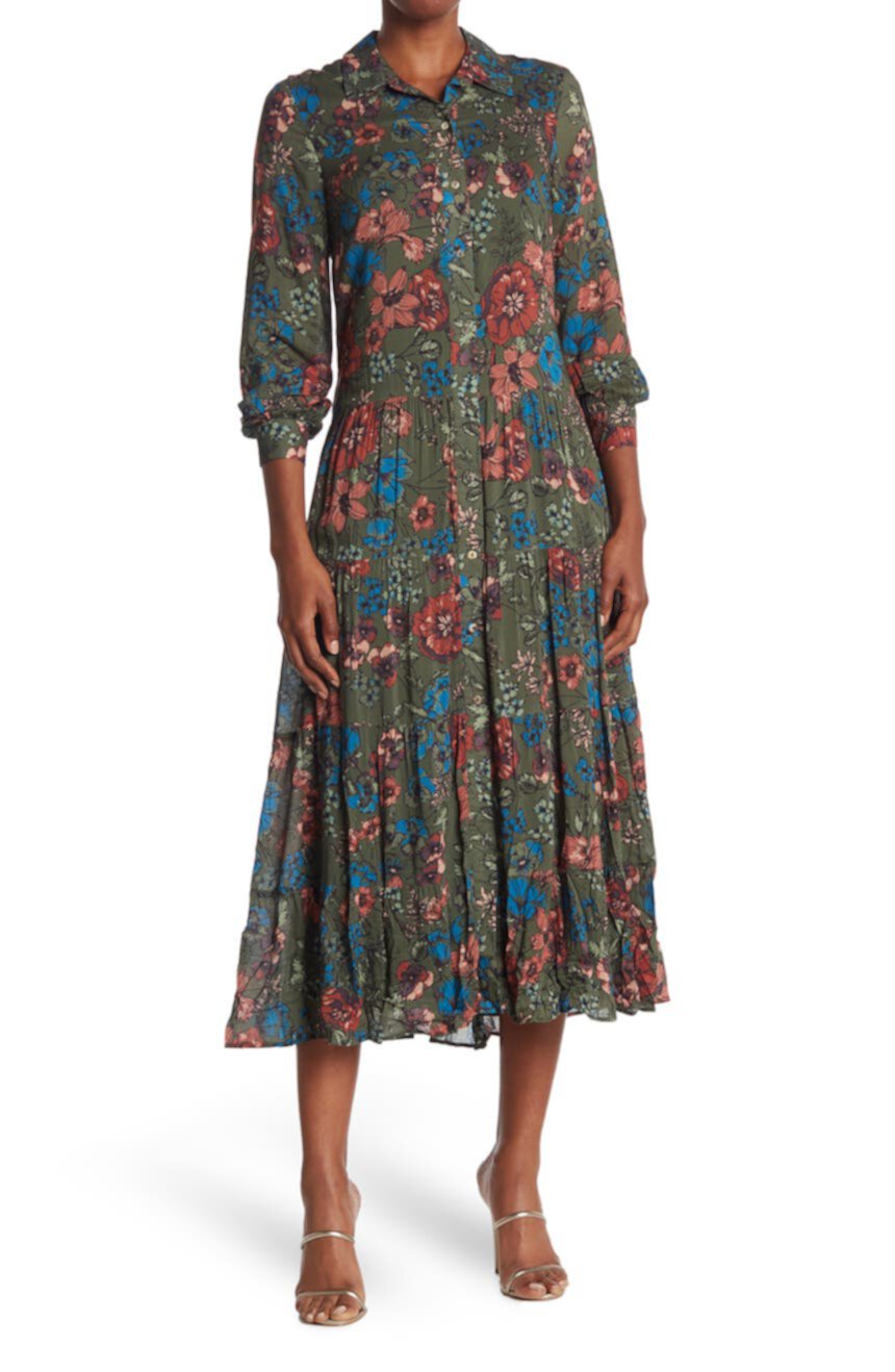 Макси-платье-рубашка с длинным рукавом и цветочным принтом Daniel Rainn