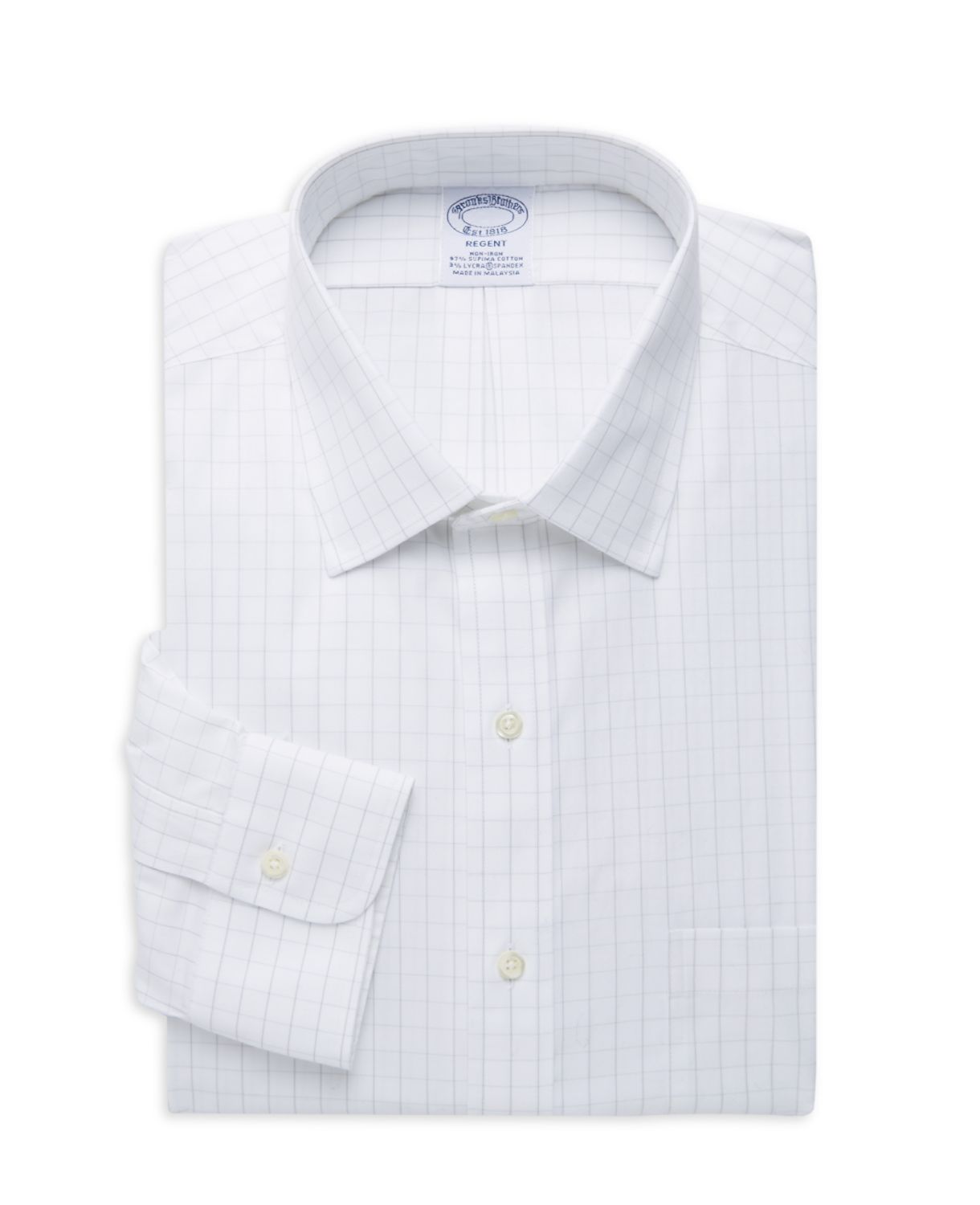 Классическая рубашка в клетку Supima из смесового хлопка Regent-Fit Brooks Brothers