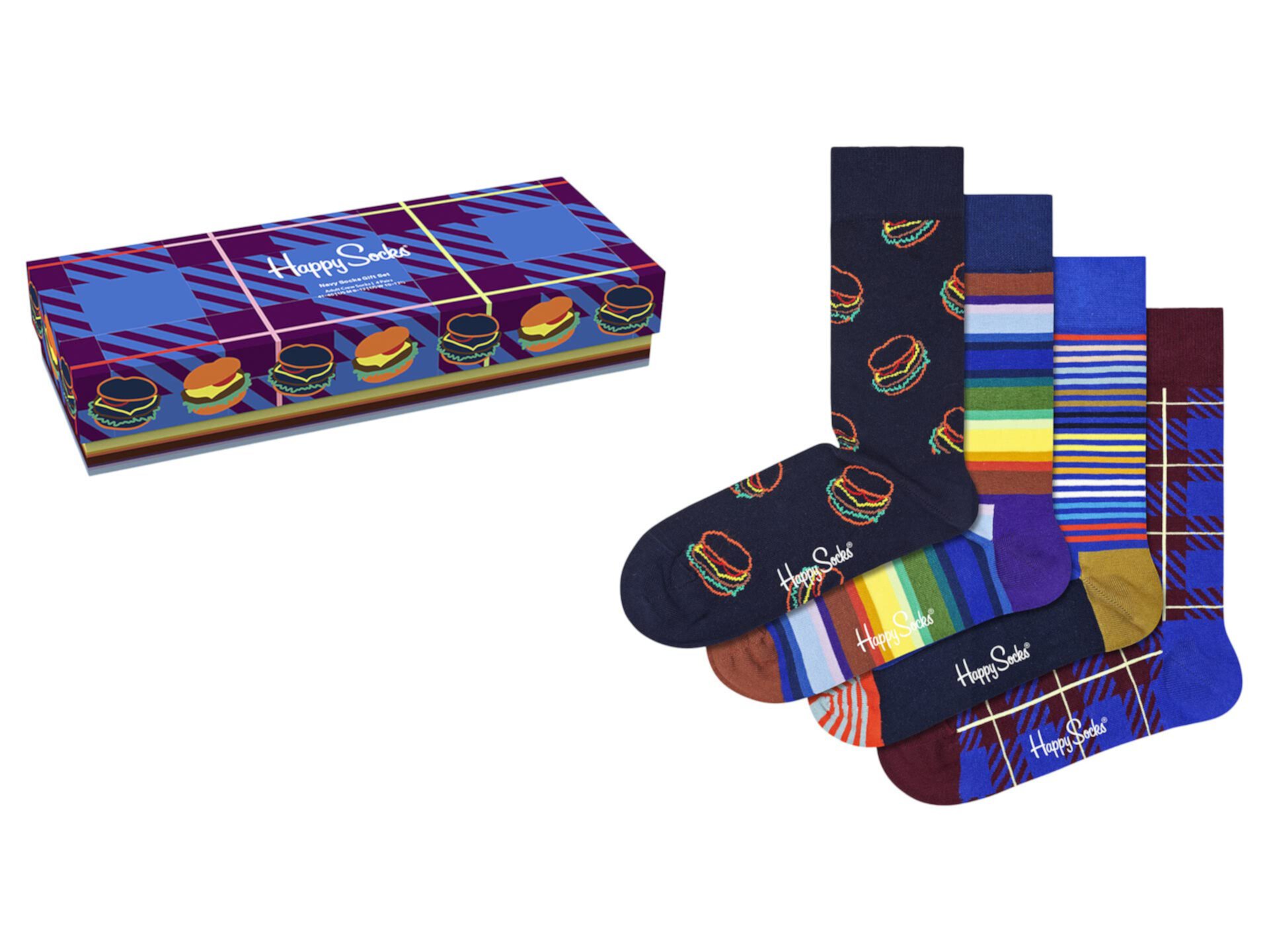 Подарочный набор темно-синих носков из 4 пар Happy Socks
