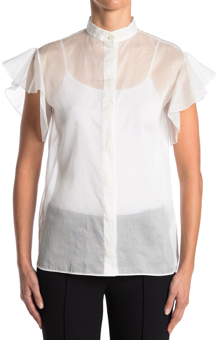 Блуза с прозрачным воротником-стойкой Valentino