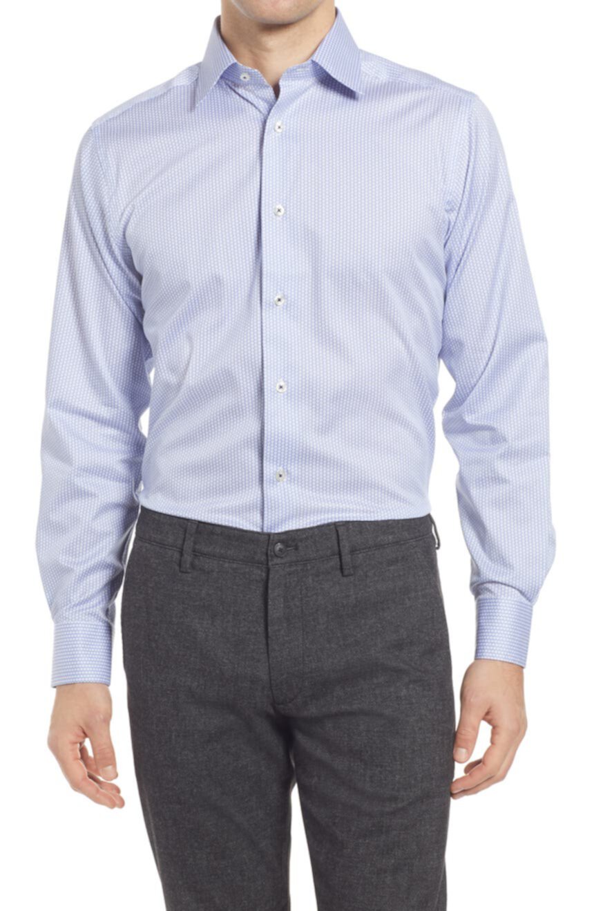 Классическая рубашка с горизонтальным ромбовидным принтом и обрезкой David Donahue