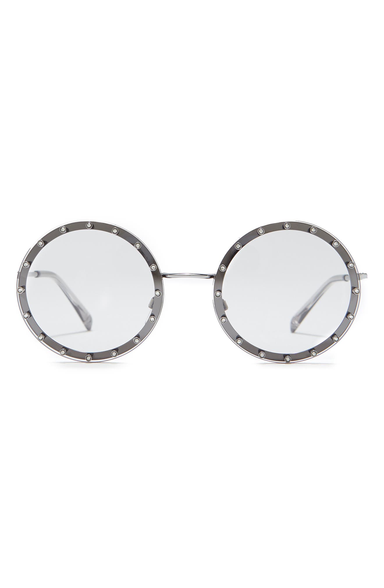 Круглые солнцезащитные очки 58 мм с кристаллами Valentino