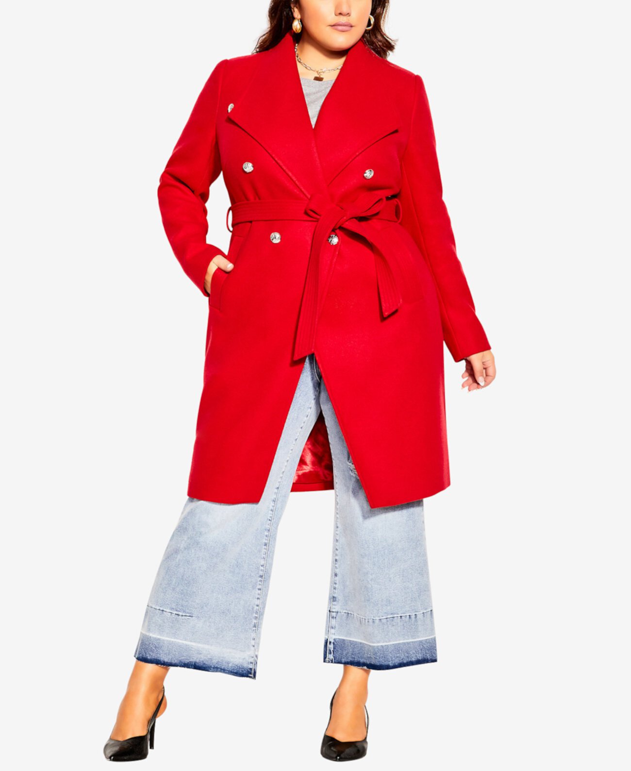 Пальто Trendy Plus Sassy в стиле милитари City Chic