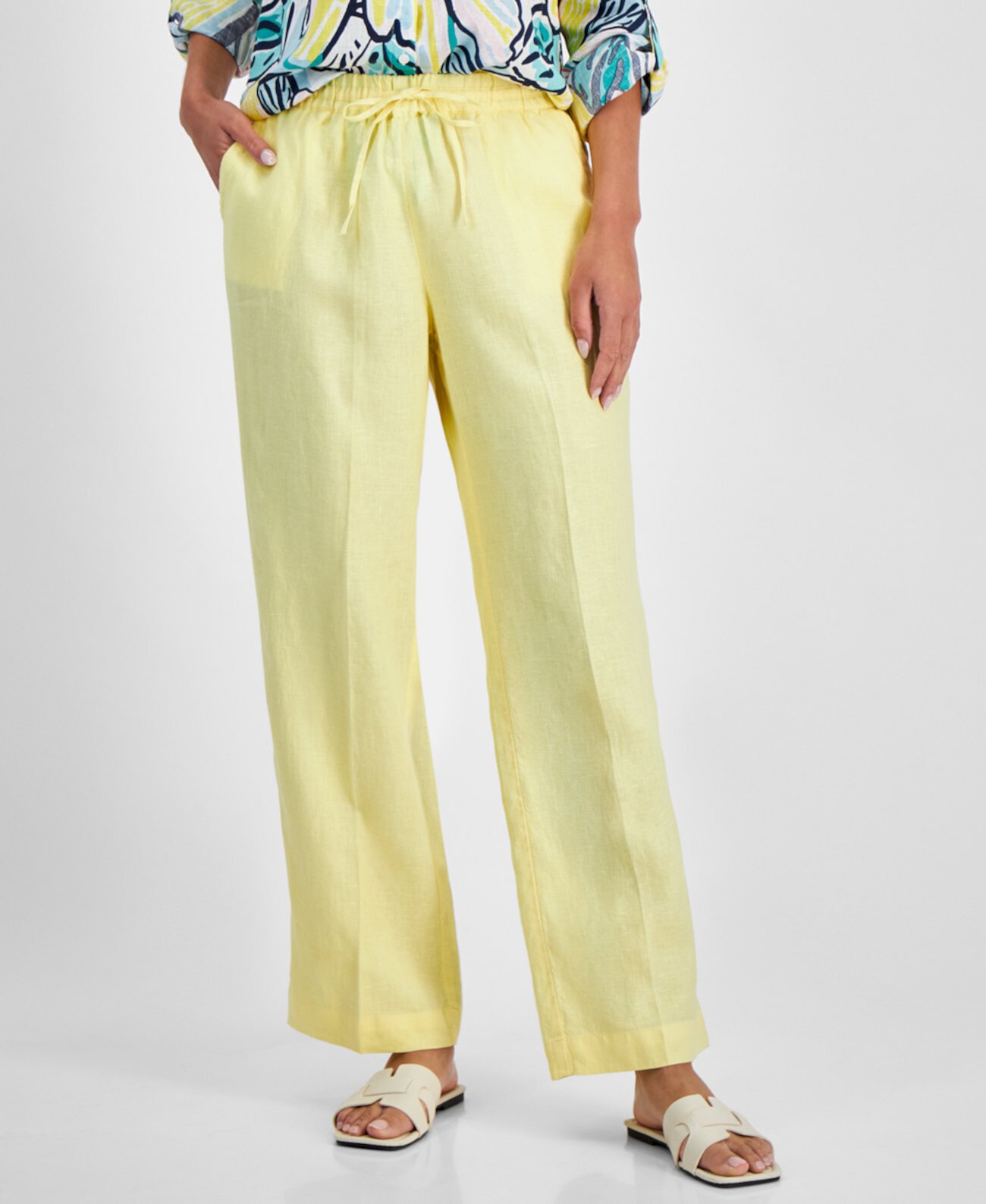 Women's 100% Linen Drawstring Pants, Created for Macy's Charter Club