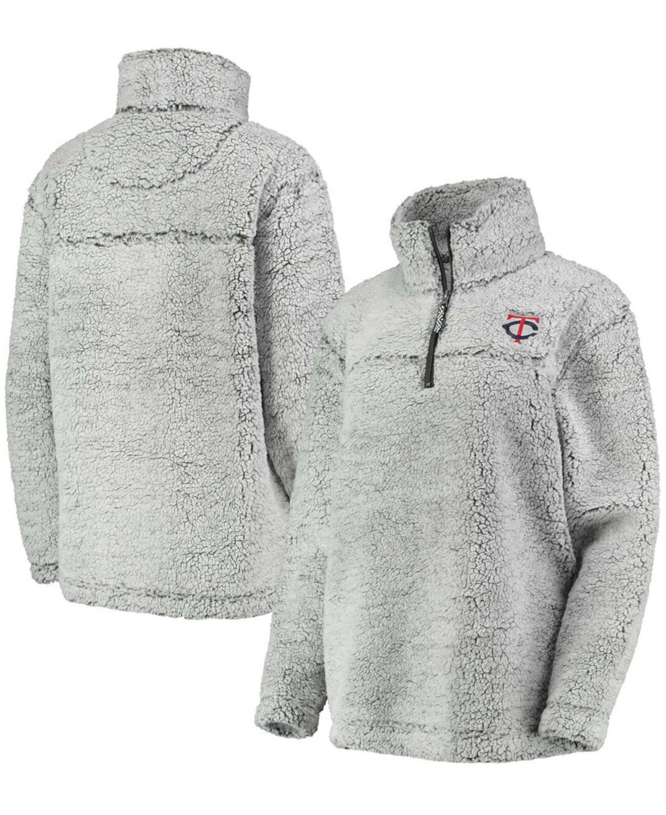 Женский серый пуловер Minnesota Twins Sherpa с застежкой-молнией G-III
