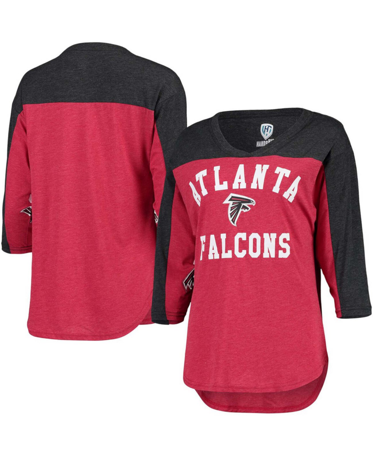 Красная, черная футболка Atlanta Falcons In The Zone с v-образным вырезом и рукавами 3/4 HANDS HIGH