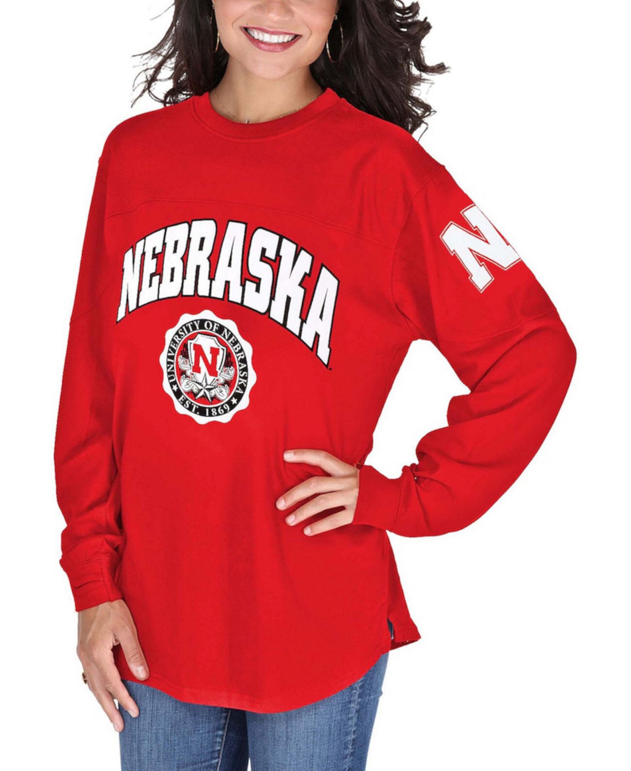 Женская футболка с длинным рукавом Scarlet Nebraska Huskers Edith Pressbox