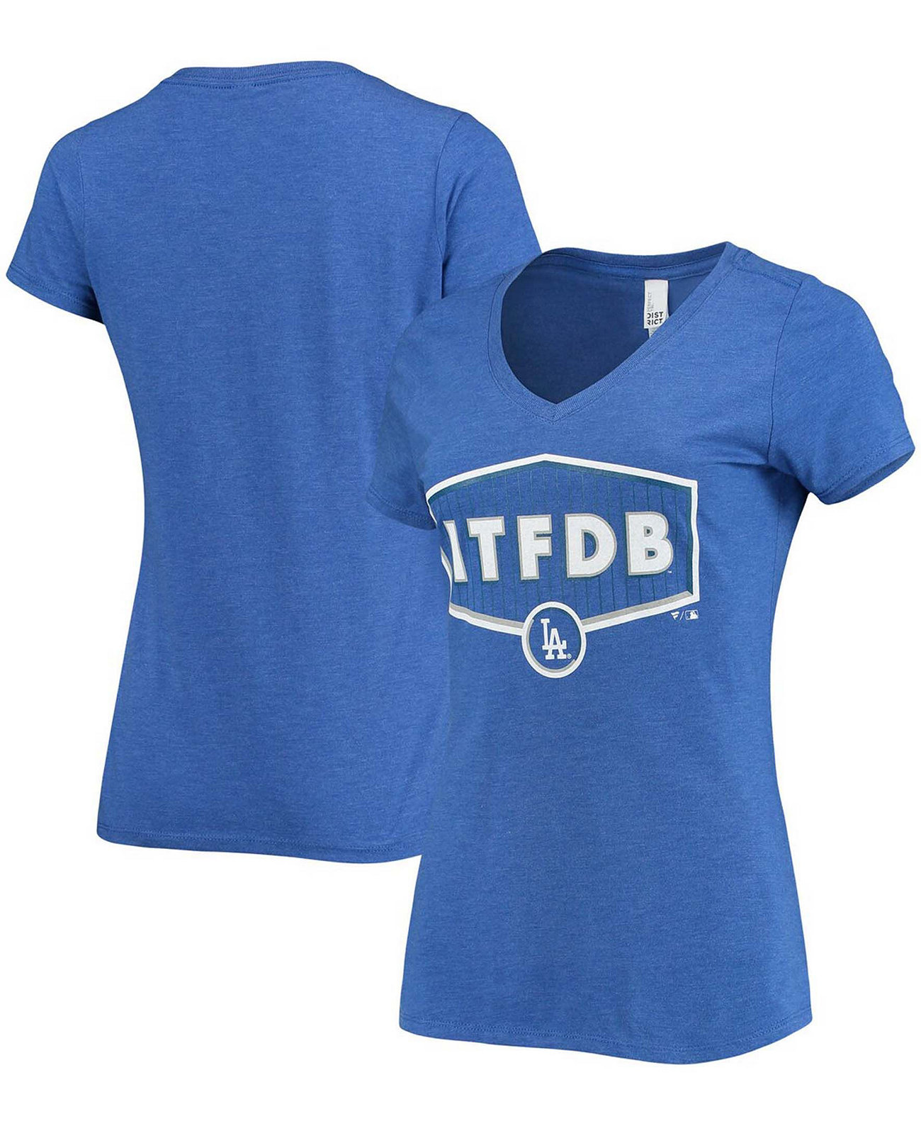 Женская футболка с вышивкой из ткани Royal Los Angeles Dodgers Team Hometown с V-образным вырезом и треугольным вырезом BreakingT