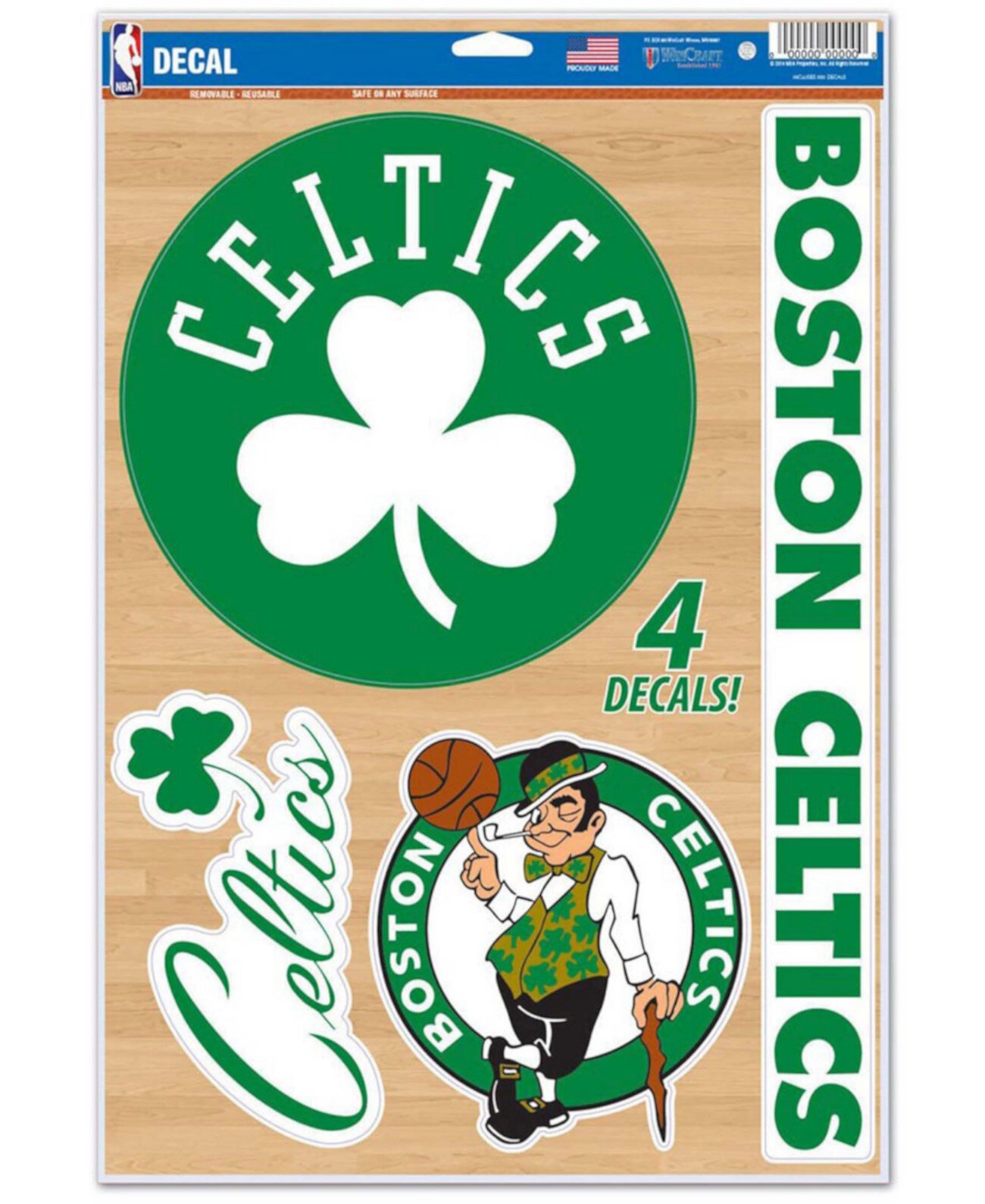 Multi Boston Celtics 11 x 17 дюймов Многоразовые листы с декалями, упаковка из 4 шт. Wincraft