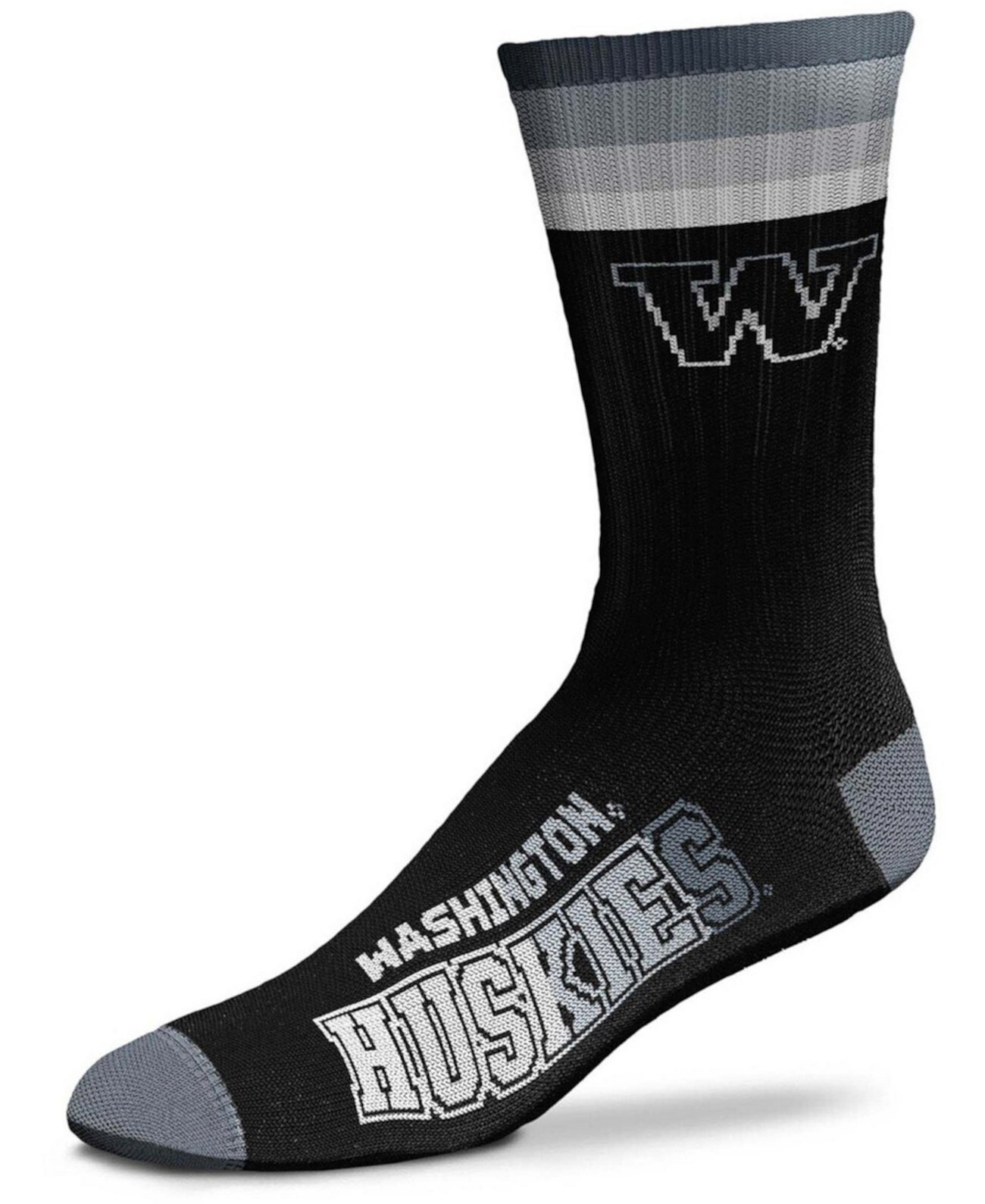 Мужские черные носки с круглым вырезом Washington Huskies Platinum Deuce For Bare Feet