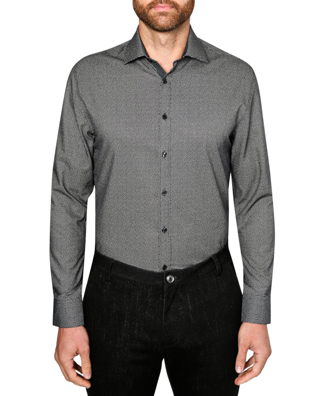Мужская классическая рубашка Slim Fit Non-Iron Performance Stretch Mini с принтом в горошек Society of Threads