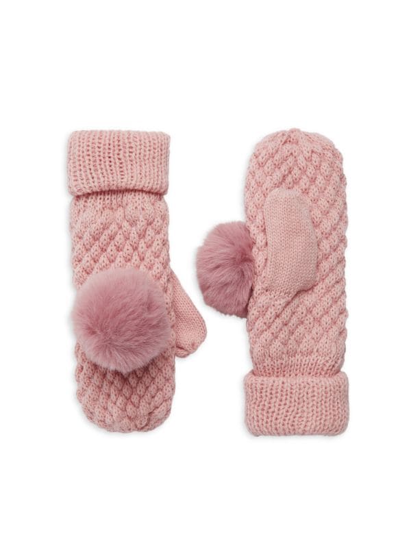 Варежки Surell Kid's Faux Fur Pom-Pom Knit Surell