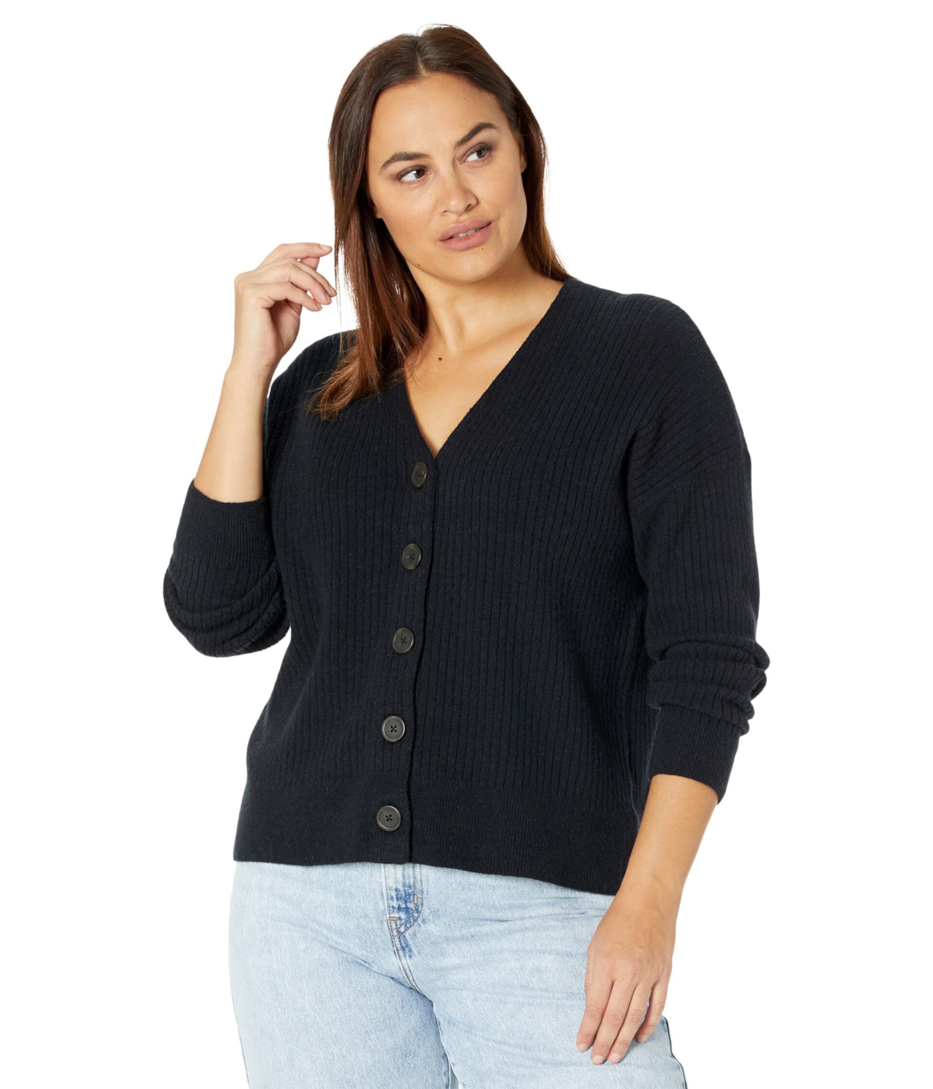 Plus Cameron Ribbed Cardigan Sweater in Coziest Yarn Madewell