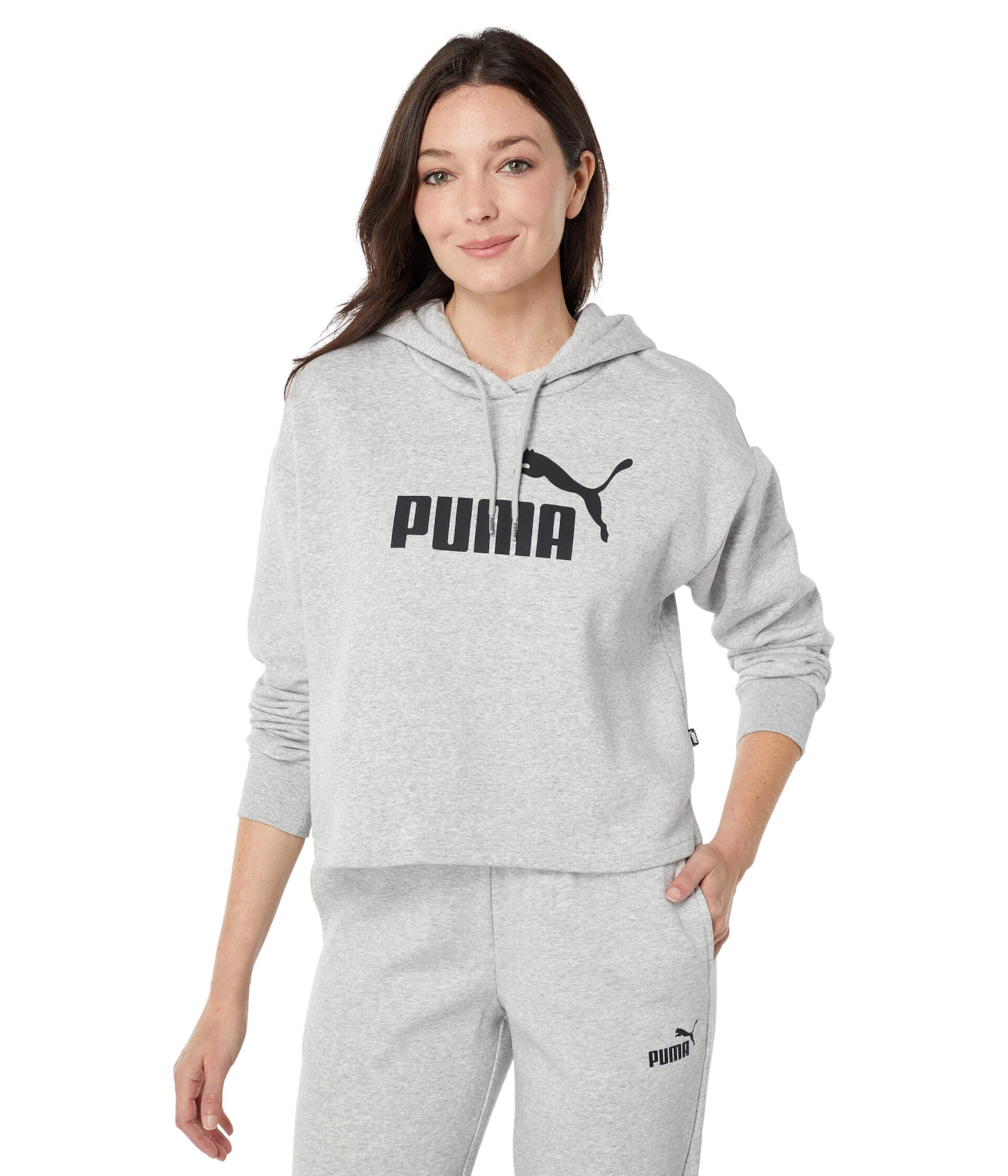 Укороченный флисовый худи с логотипом Essentials PUMA