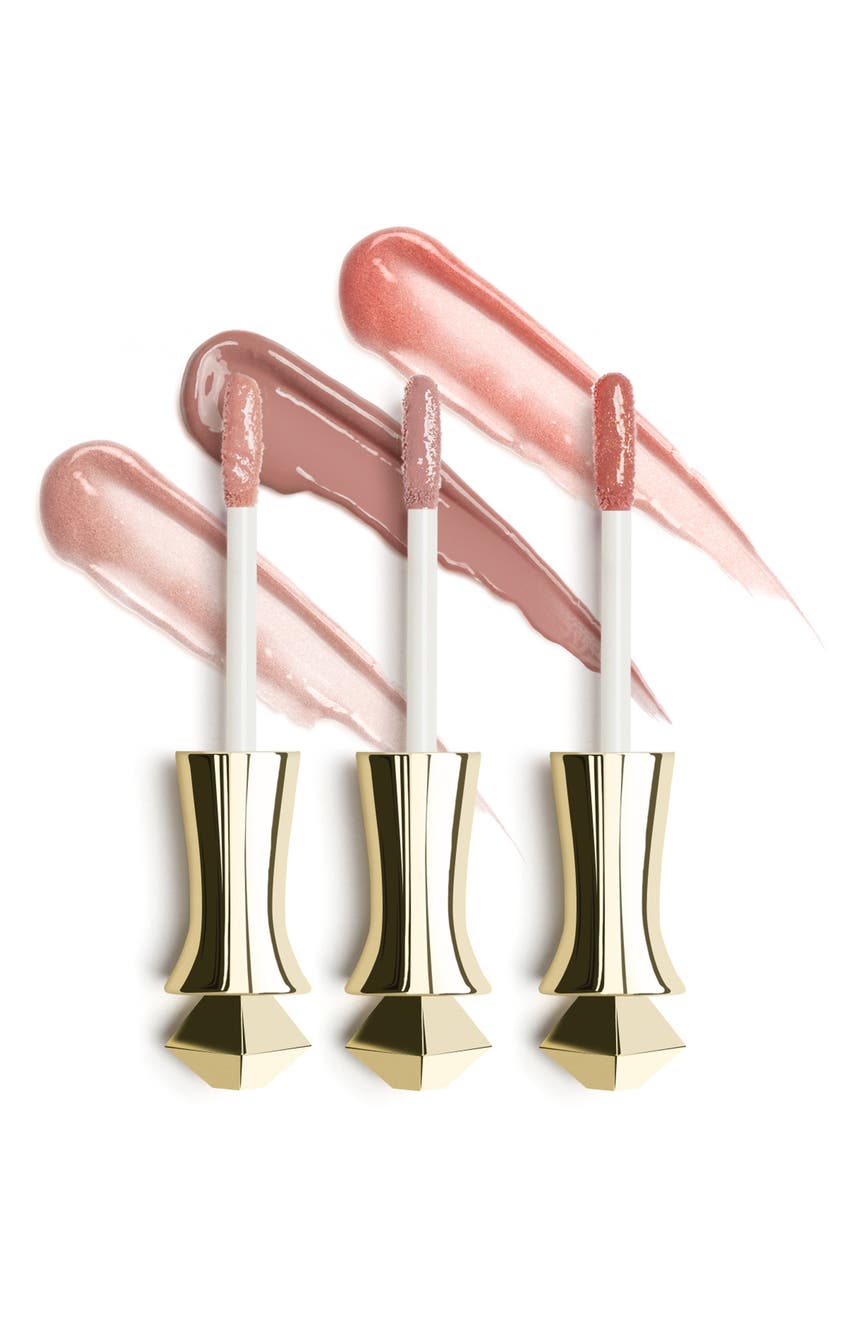 Nude Glossy Velvet Lip Plumper, полноразмерный набор из 3 предметов Mirenesse