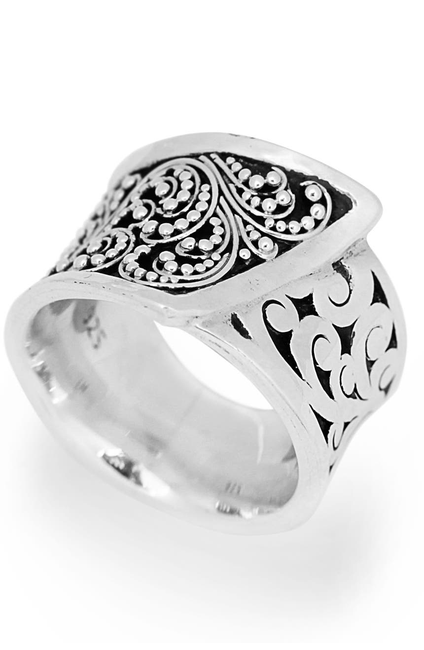 Гранулирующее кольцо с конической спиралью из стерлингового серебра - Размер 7 Lois Hill