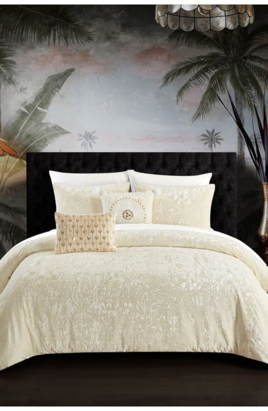 Giuliana Rich - Набор пуховых одеял Queen с текстурированным бархатным рисунком - Бежевый - Набор из 5 предметов CHIC