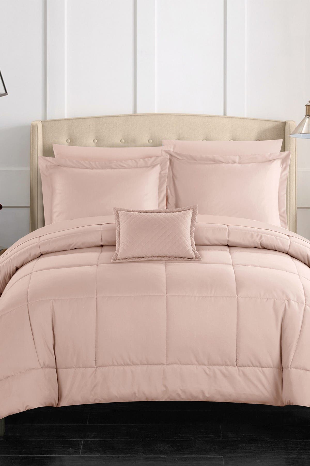 Joshuah Сшитая Однотонная Дизайнерская Кровать в Сумке Комплект Одеяла Queen - Коралловый CHIC