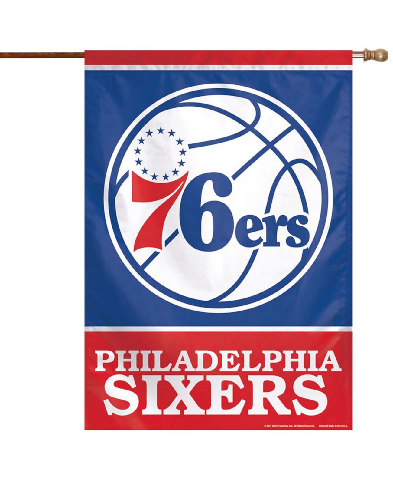 Односторонний вертикальный баннер с логотипом Philadelphia 76Ers, 71 см x 102 см Wincraft