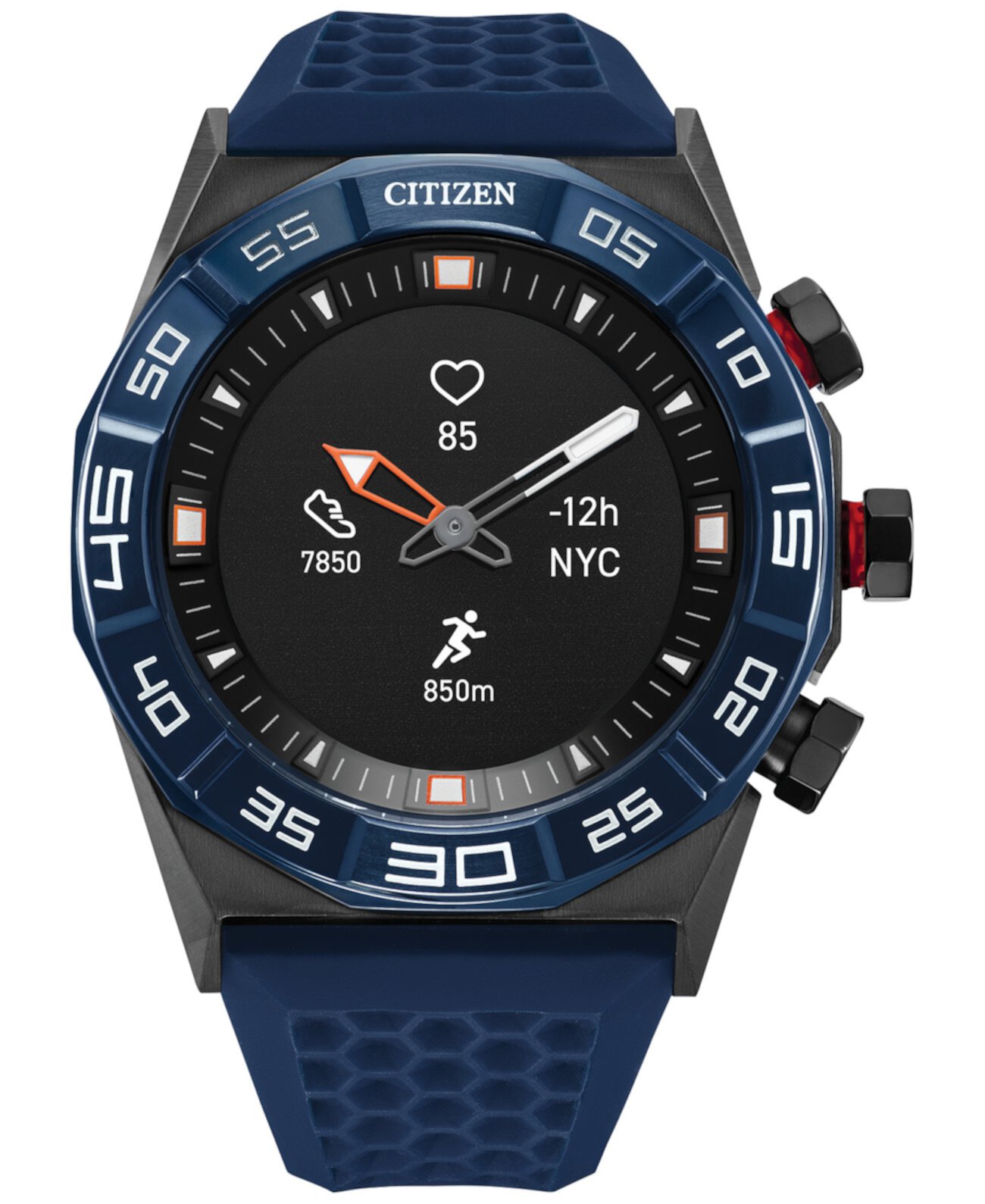 Мужские умные часы CZ Smart Hybrid HR с синим ремешком, 44 мм Citizen
