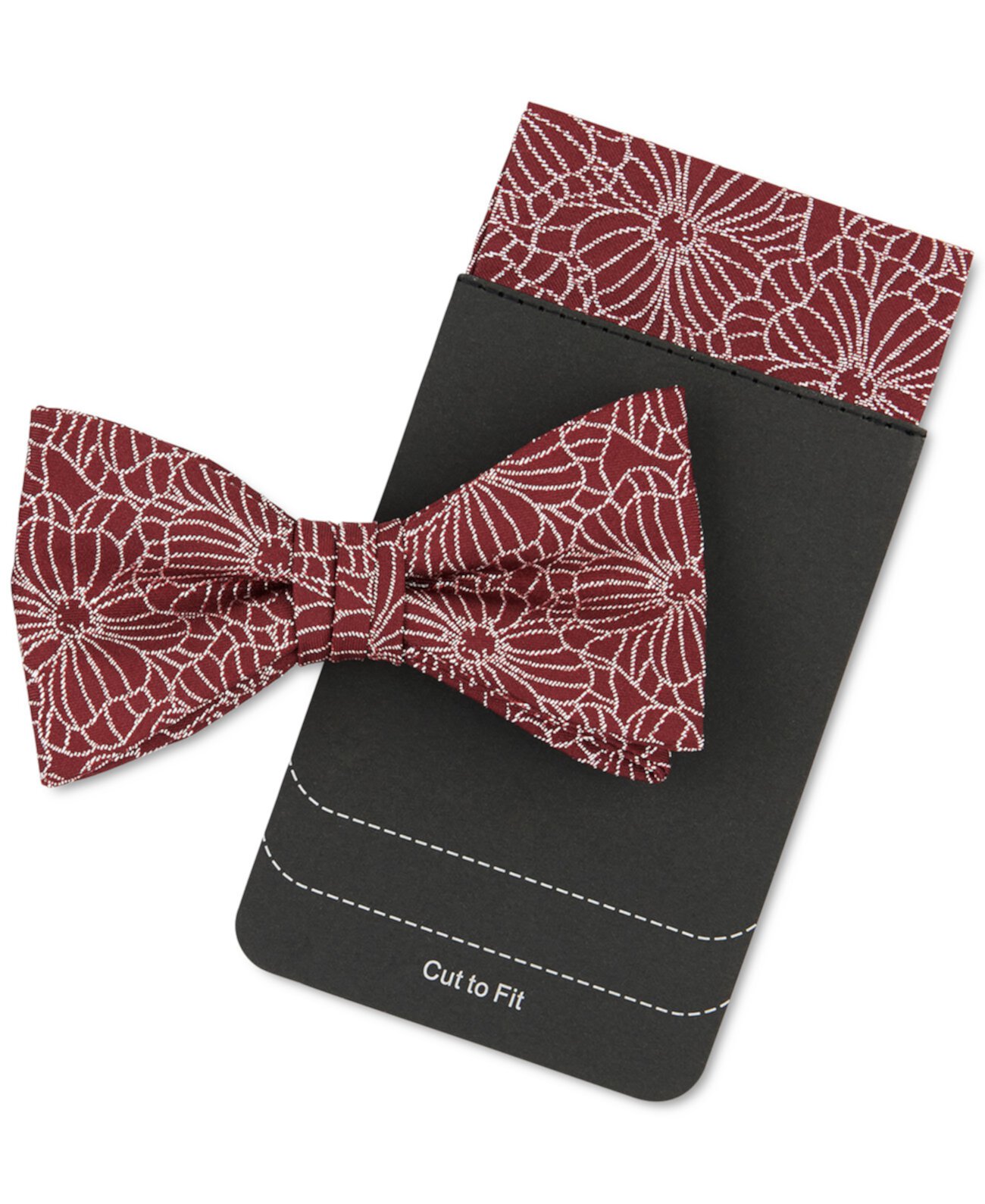 Мужской бордовый галстук-бабочка и нагрудный платок с цветочным принтом Tallia