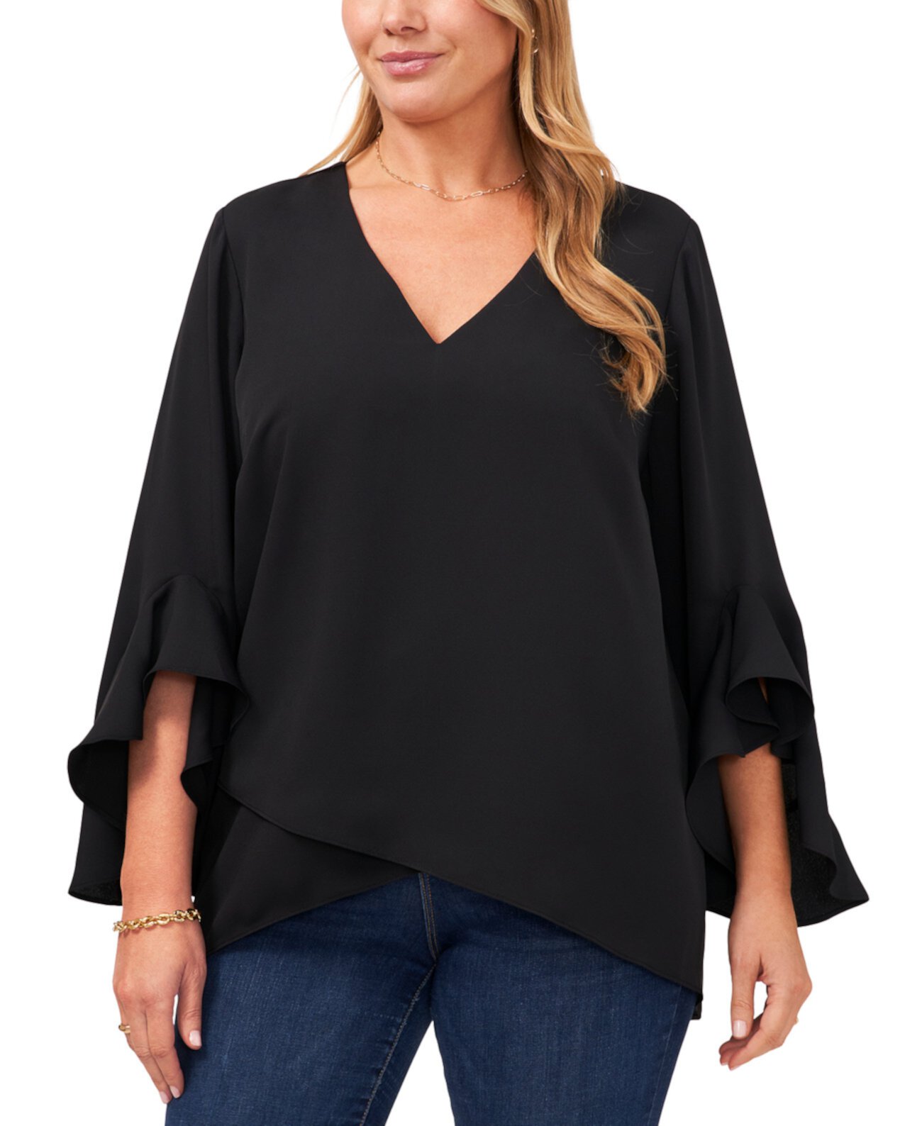 Plus Size V-Neck Flutter Sleeve Blouse Vince Camuto