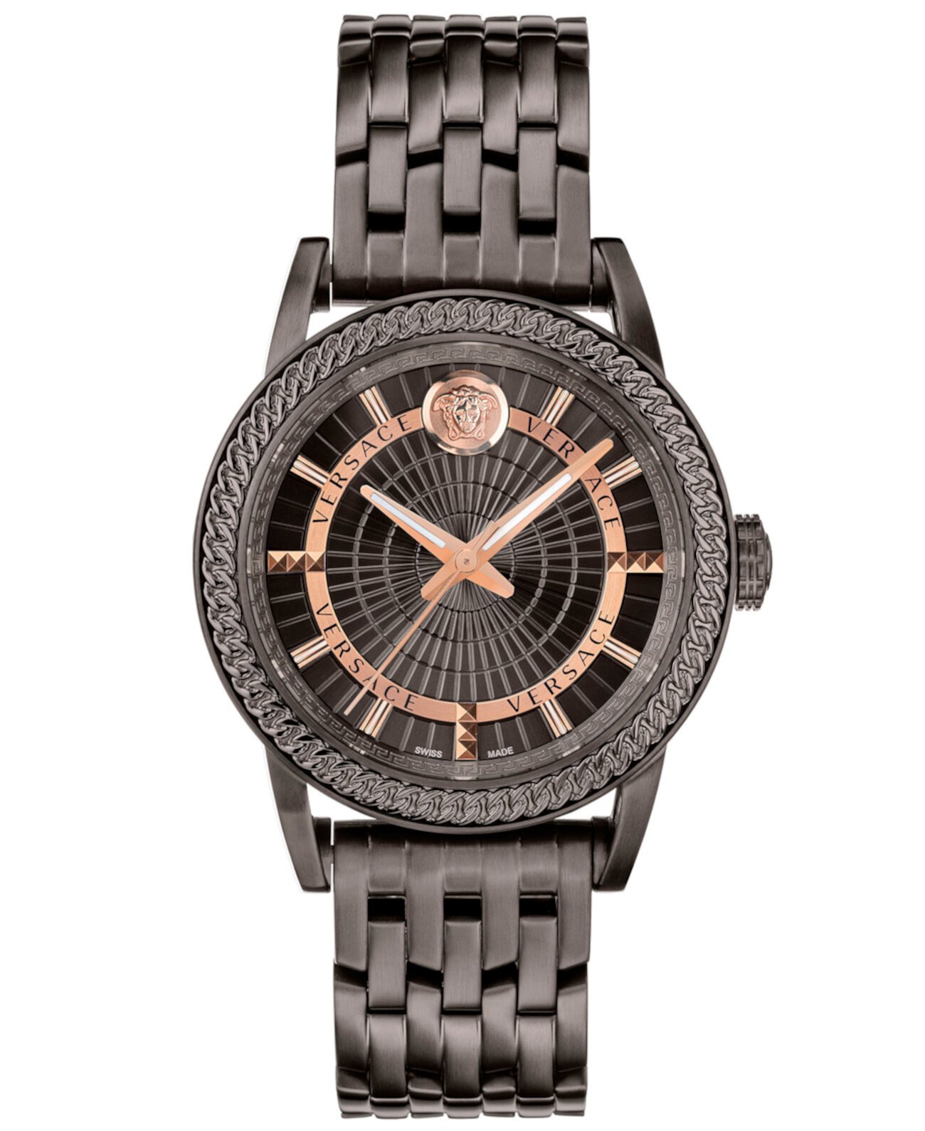 Мужские наручные часы Swiss Code цвета бронзы с браслетом из нержавеющей стали, 41 мм Versace