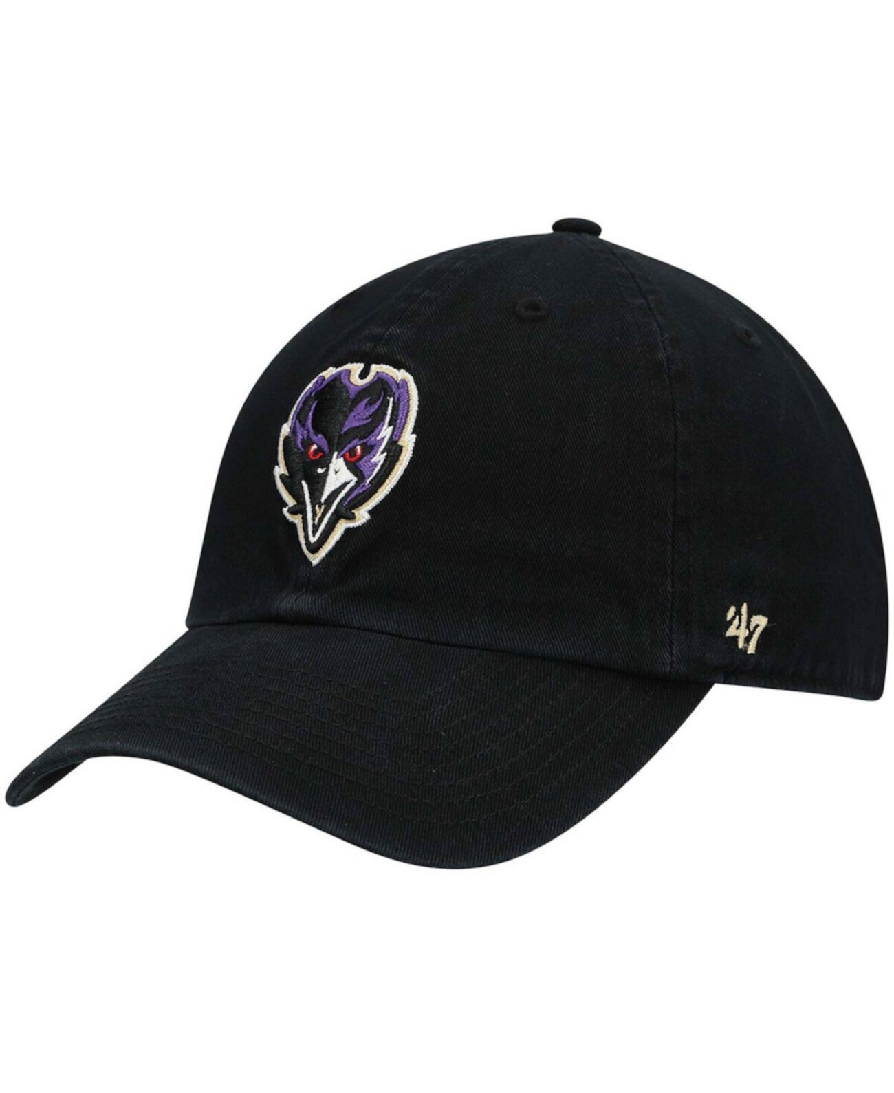 Мужская черная регулируемая кепка Baltimore Ravens Clean Up с альтернативным логотипом '47 Brand